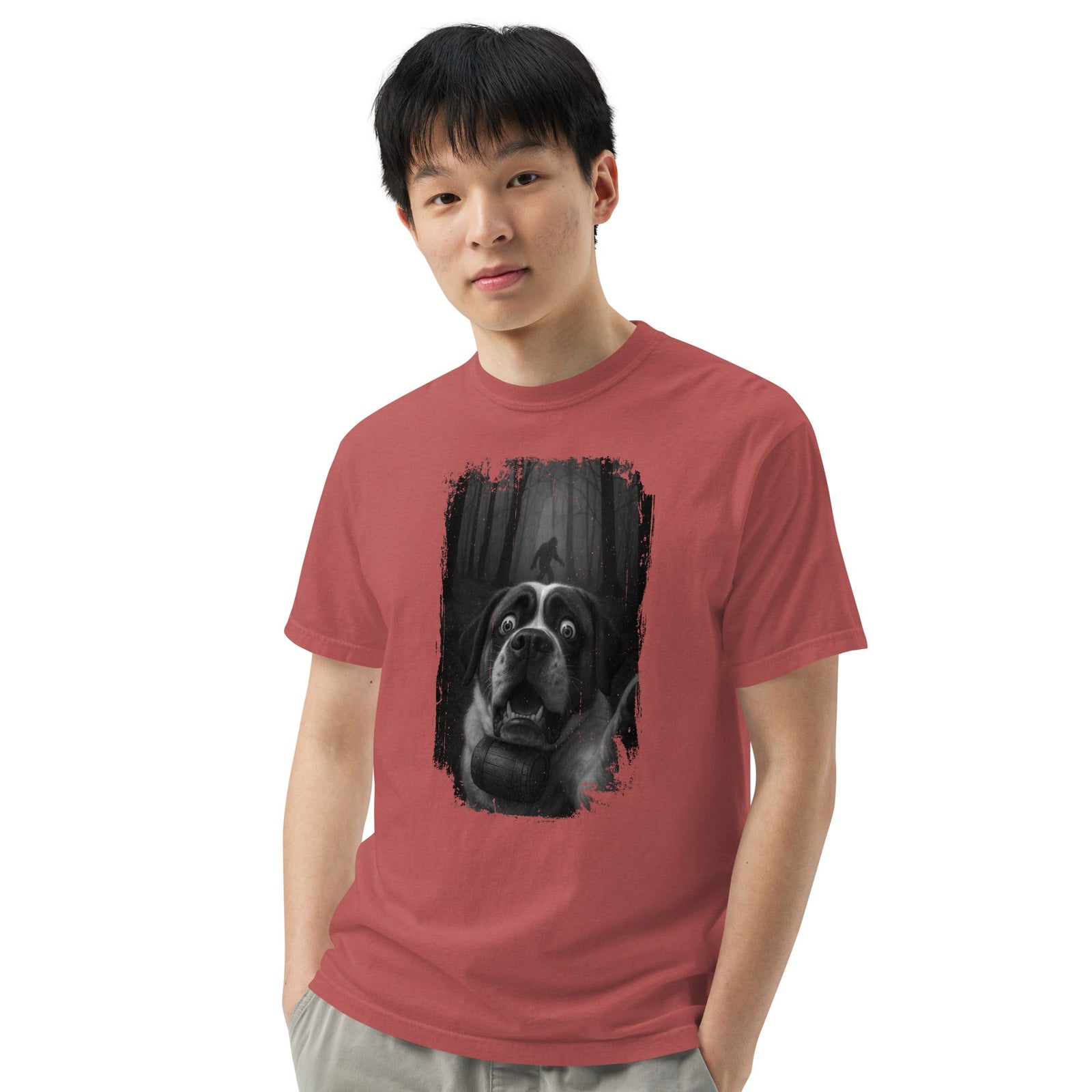 Scary Sasquatch St Bernard Selfie T-Shirt - Lucy + Norman