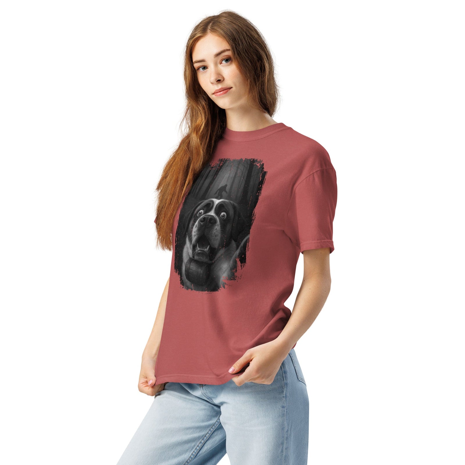 Scary Sasquatch St Bernard Selfie T-Shirt - Lucy + Norman