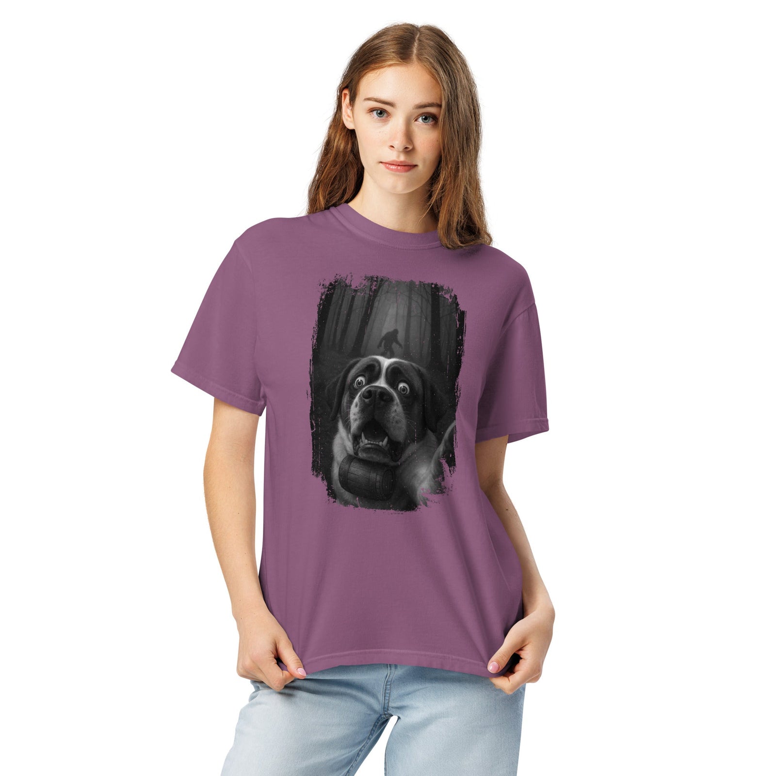 Scary Sasquatch St Bernard Selfie T-Shirt - Lucy + Norman
