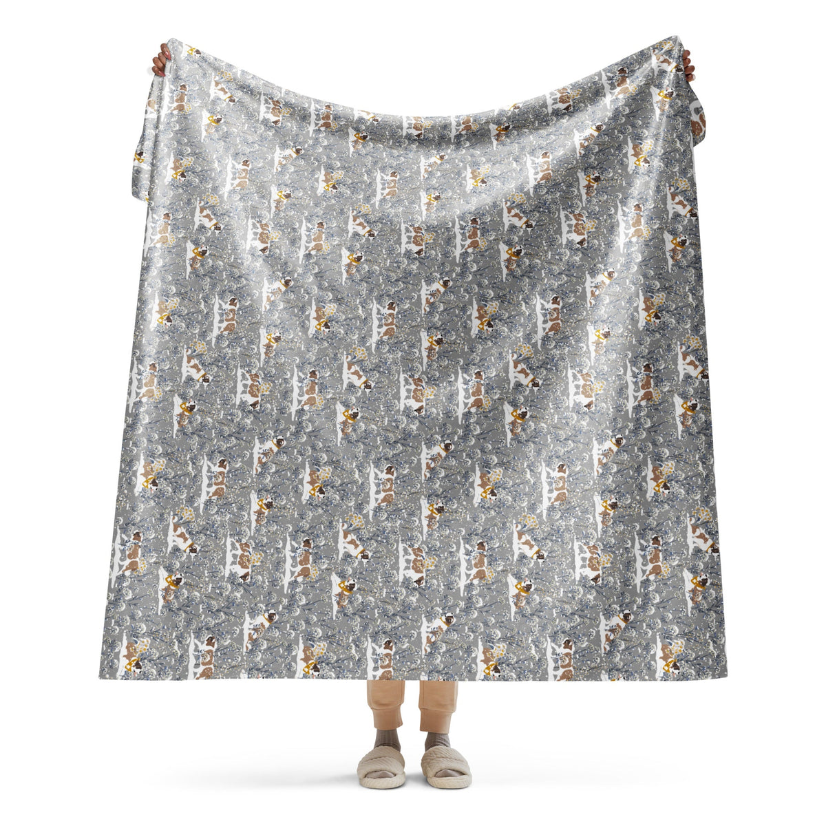 Snowflowers Saint Bernard Sherpa Blanket - Lucy + Norman