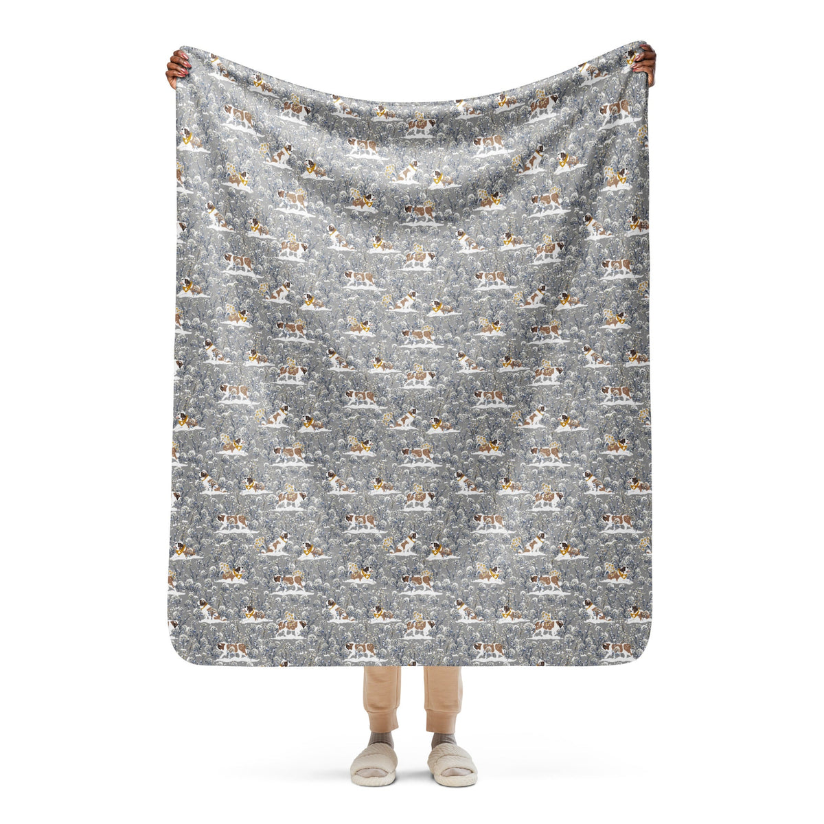 Snowflowers Saint Bernard Sherpa Blanket - Lucy + Norman