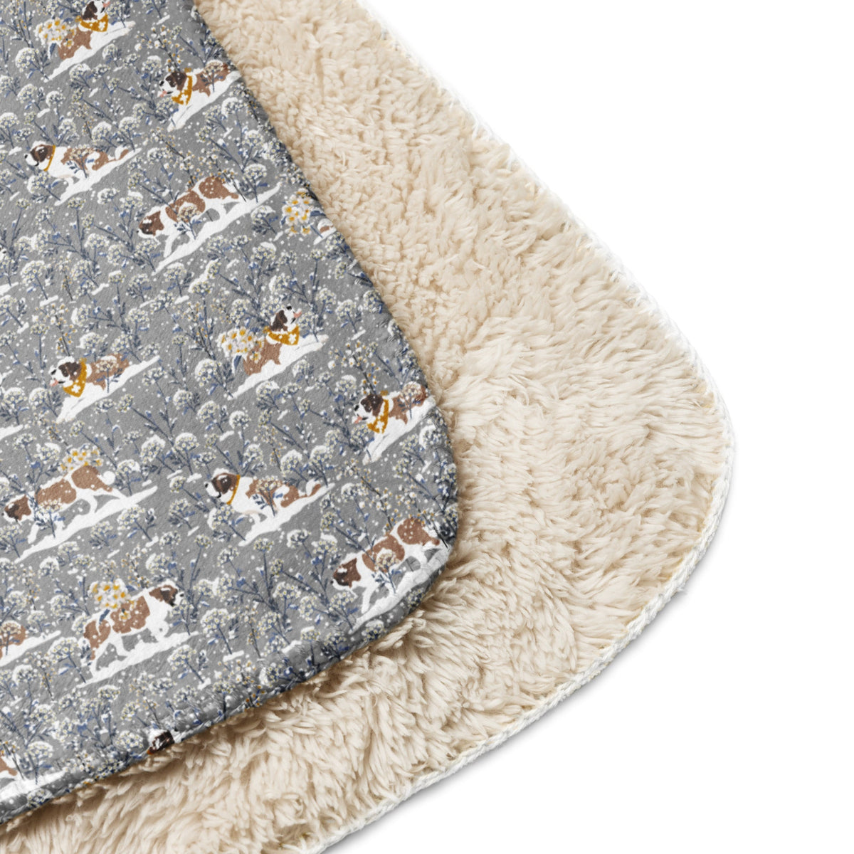 Snowflowers Saint Bernard Sherpa Blanket - Lucy + Norman