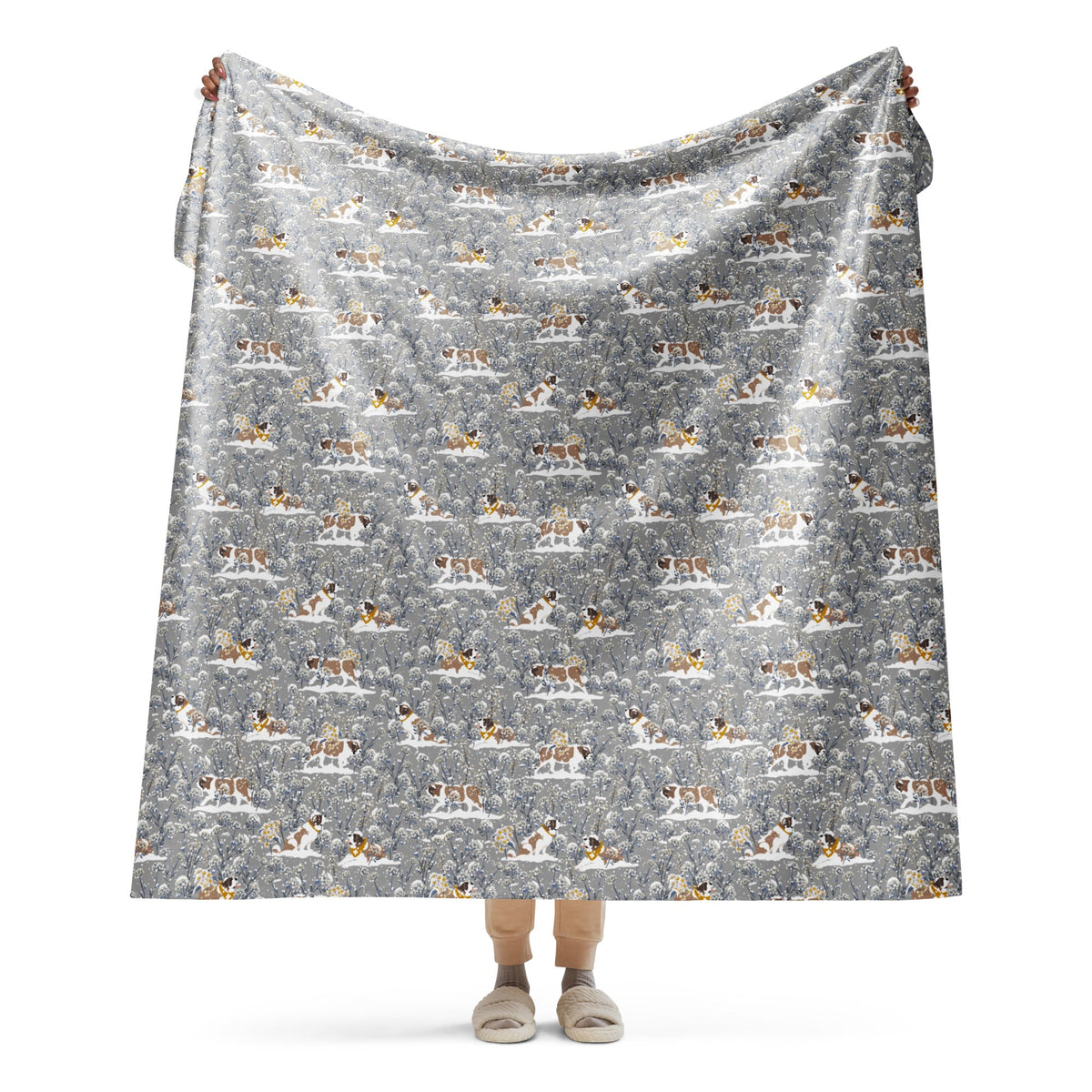 Snowflowers Saint Bernard Sherpa Blanket - Lucy + Norman