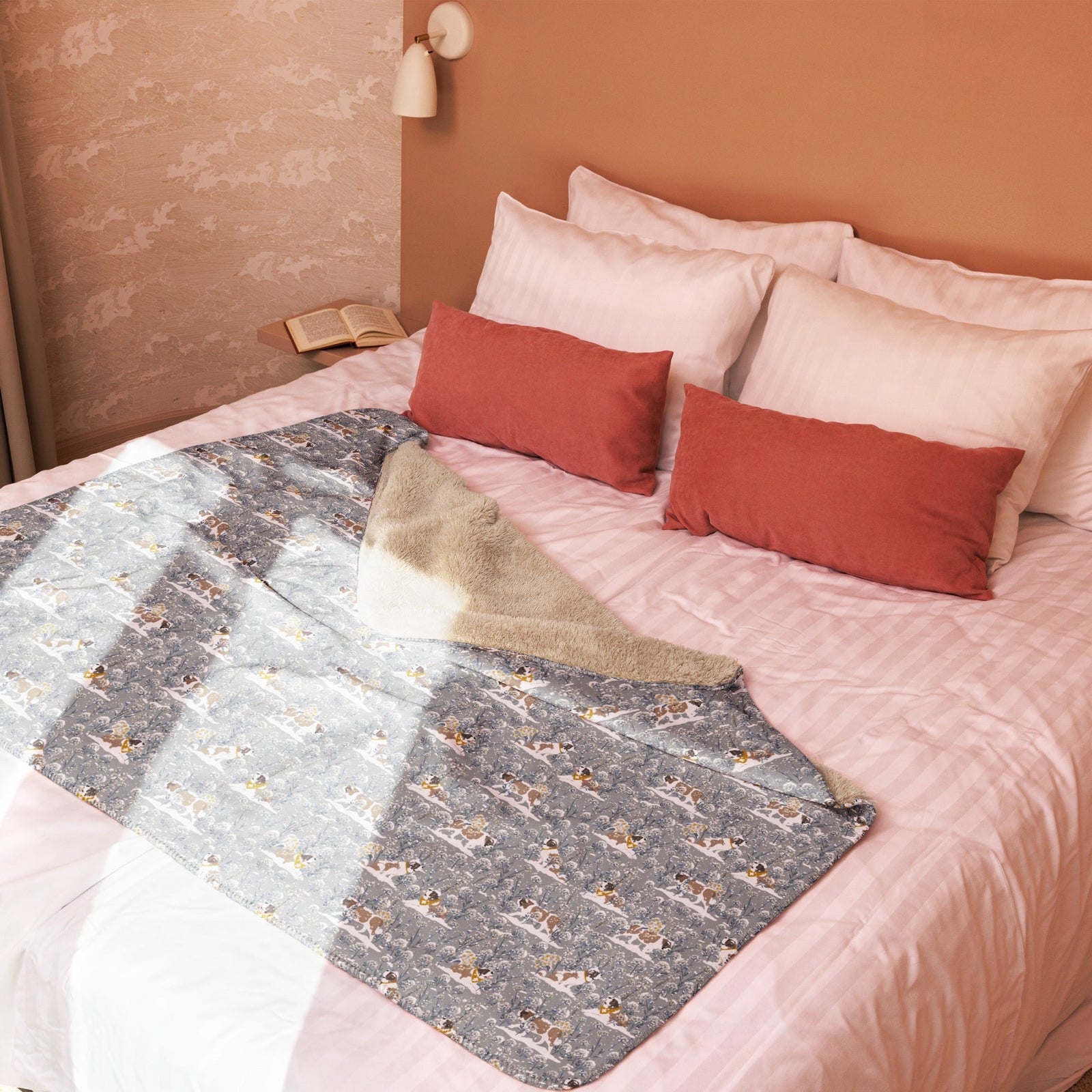 Snowflowers Saint Bernard Sherpa Blanket - Lucy + Norman