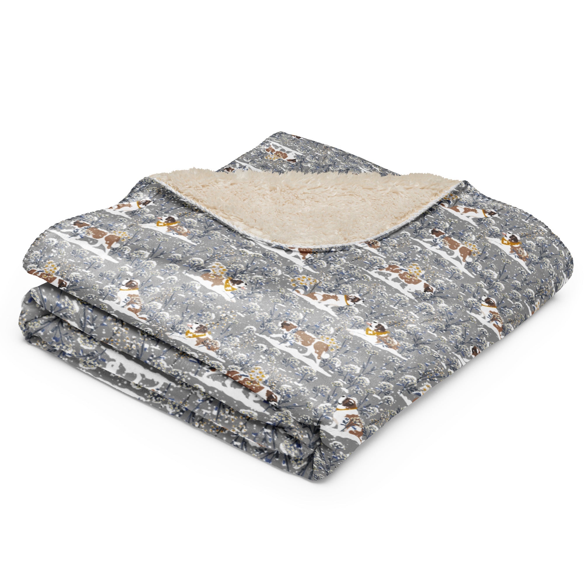 Snowflowers Saint Bernard Sherpa Blanket - Lucy + Norman