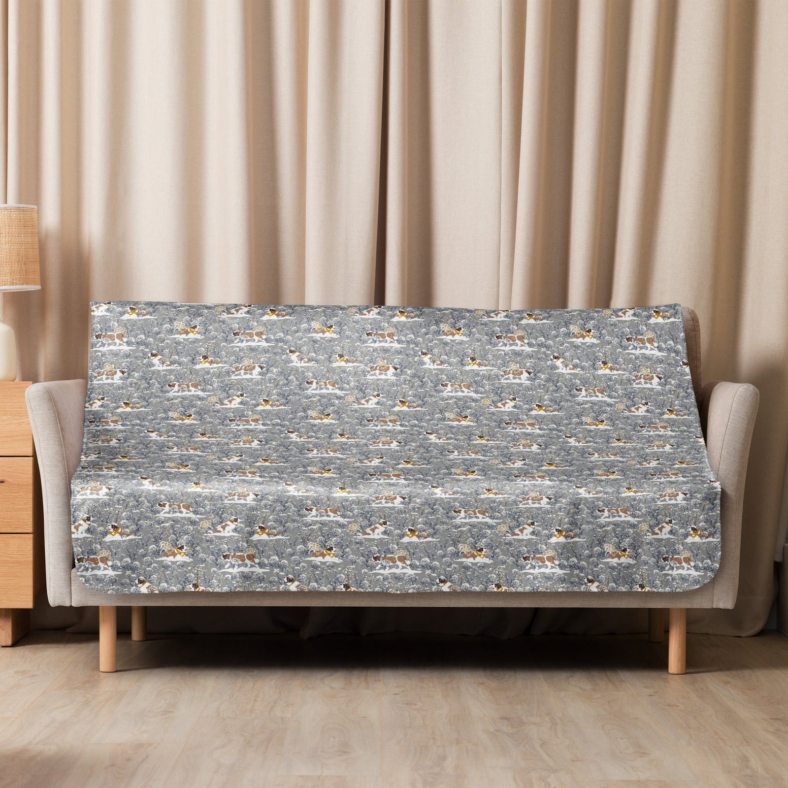 Snowflowers Saint Bernard Sherpa Blanket - Lucy + Norman