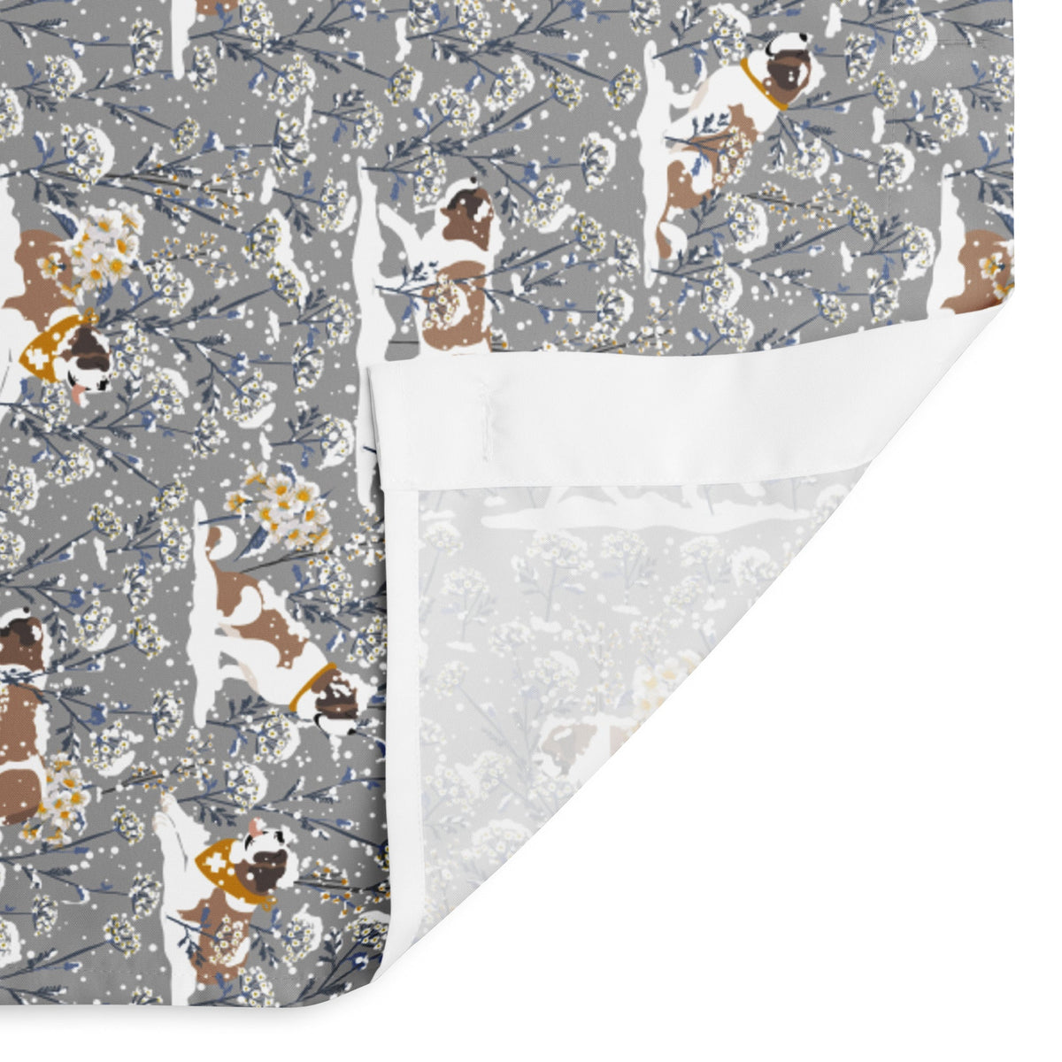 Snowflowers Saint Bernard Shower Curtain - Lucy + Norman