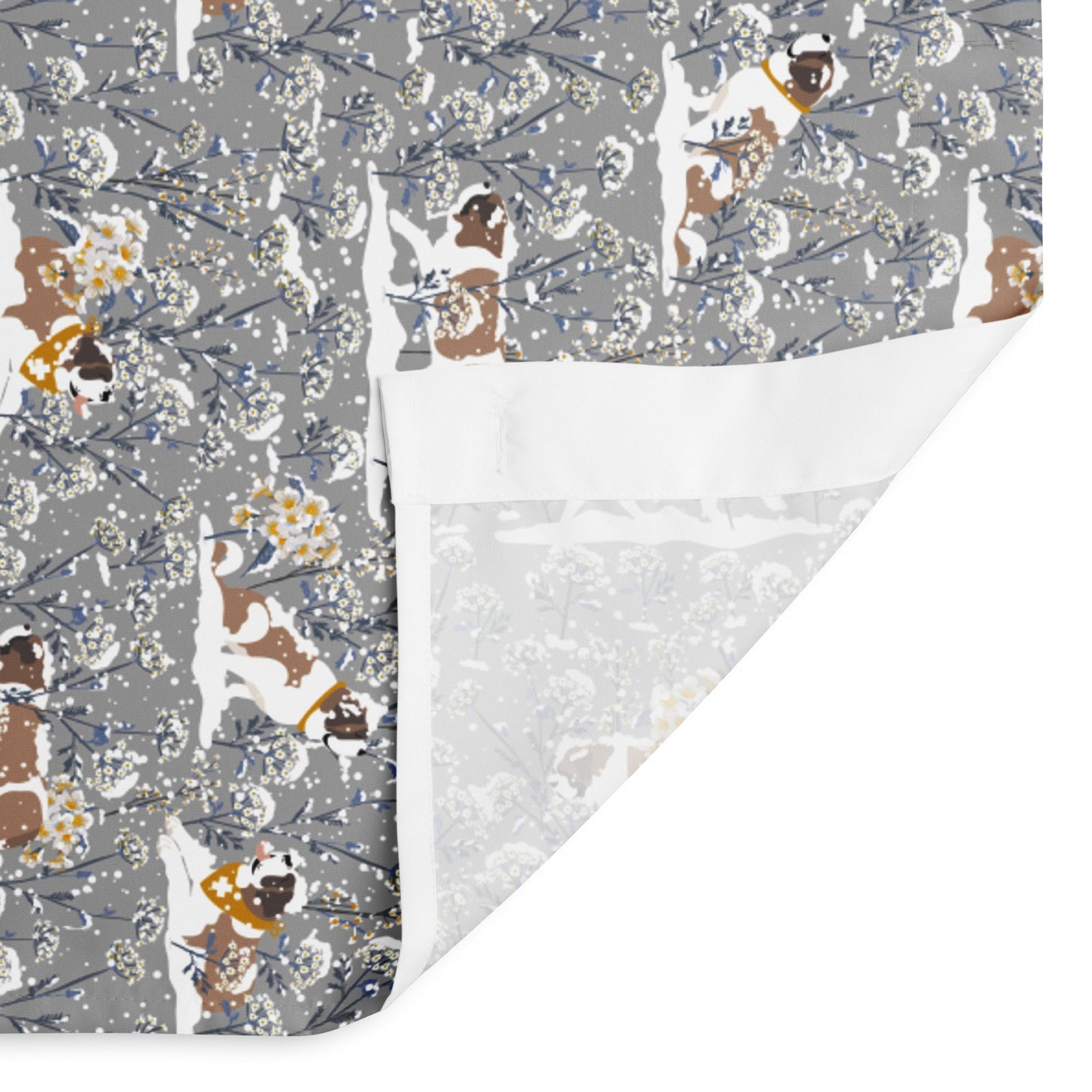 Snowflowers Saint Bernard Shower Curtain - Lucy + Norman