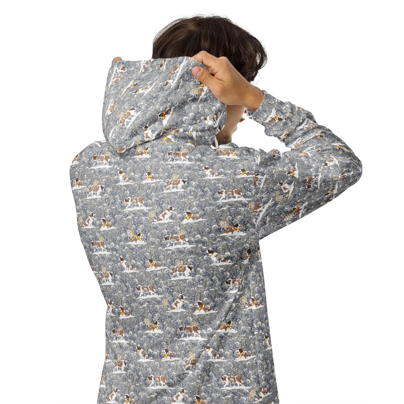 Snowflowers Saint Bernard Zip Hoodie - Lucy + Norman