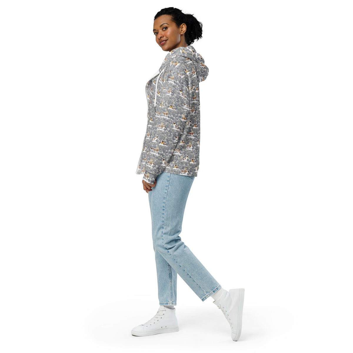 Snowflowers Saint Bernard Zip Hoodie - Lucy + Norman