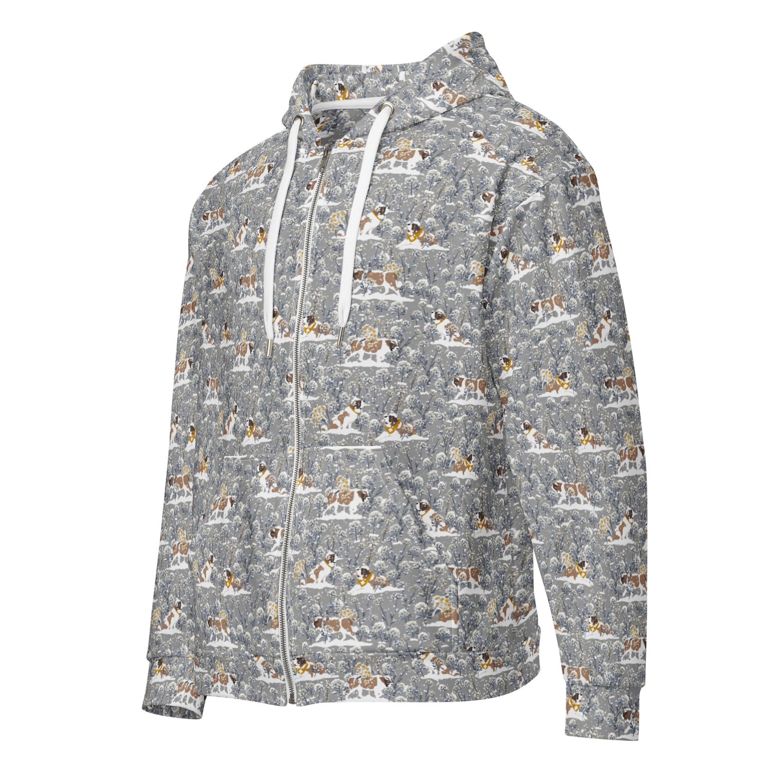 Snowflowers Saint Bernard Zip Hoodie - Lucy + Norman