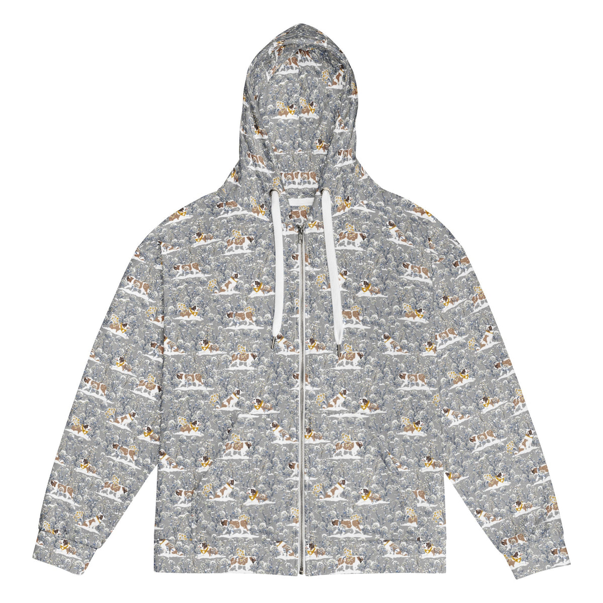 Snowflowers Saint Bernard Zip Hoodie - Lucy + Norman