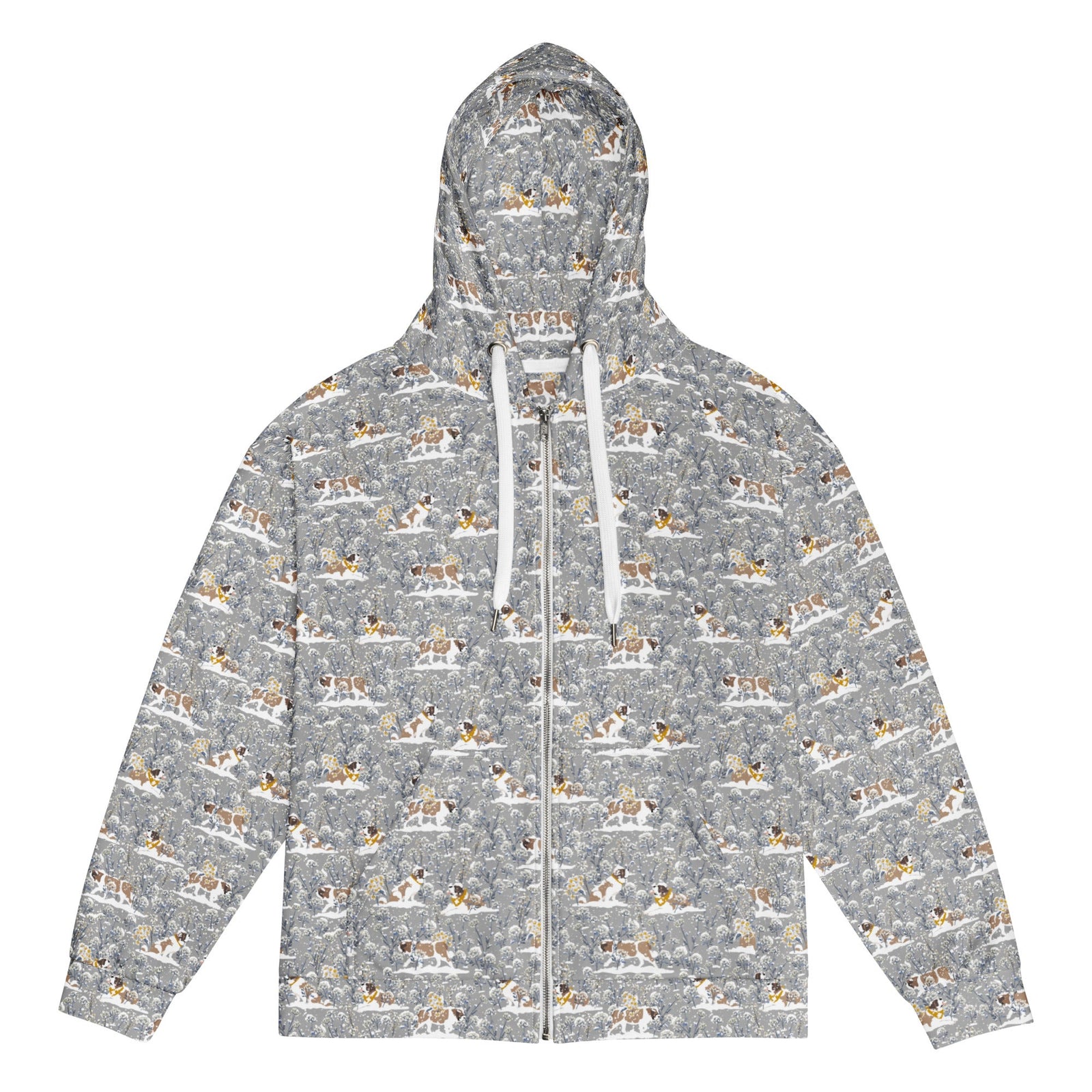 Snowflowers Saint Bernard Zip Hoodie - Lucy + Norman