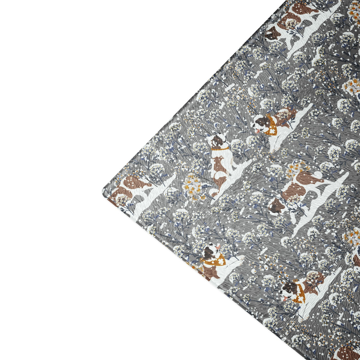 Snowflowers St Bernard Glass Cutting Board - Lucy + Norman