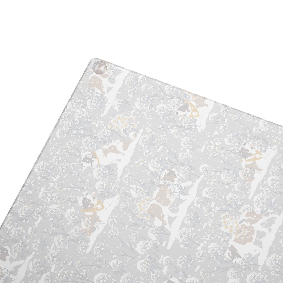 Snowflowers St Bernard Glass Cutting Board - Lucy + Norman