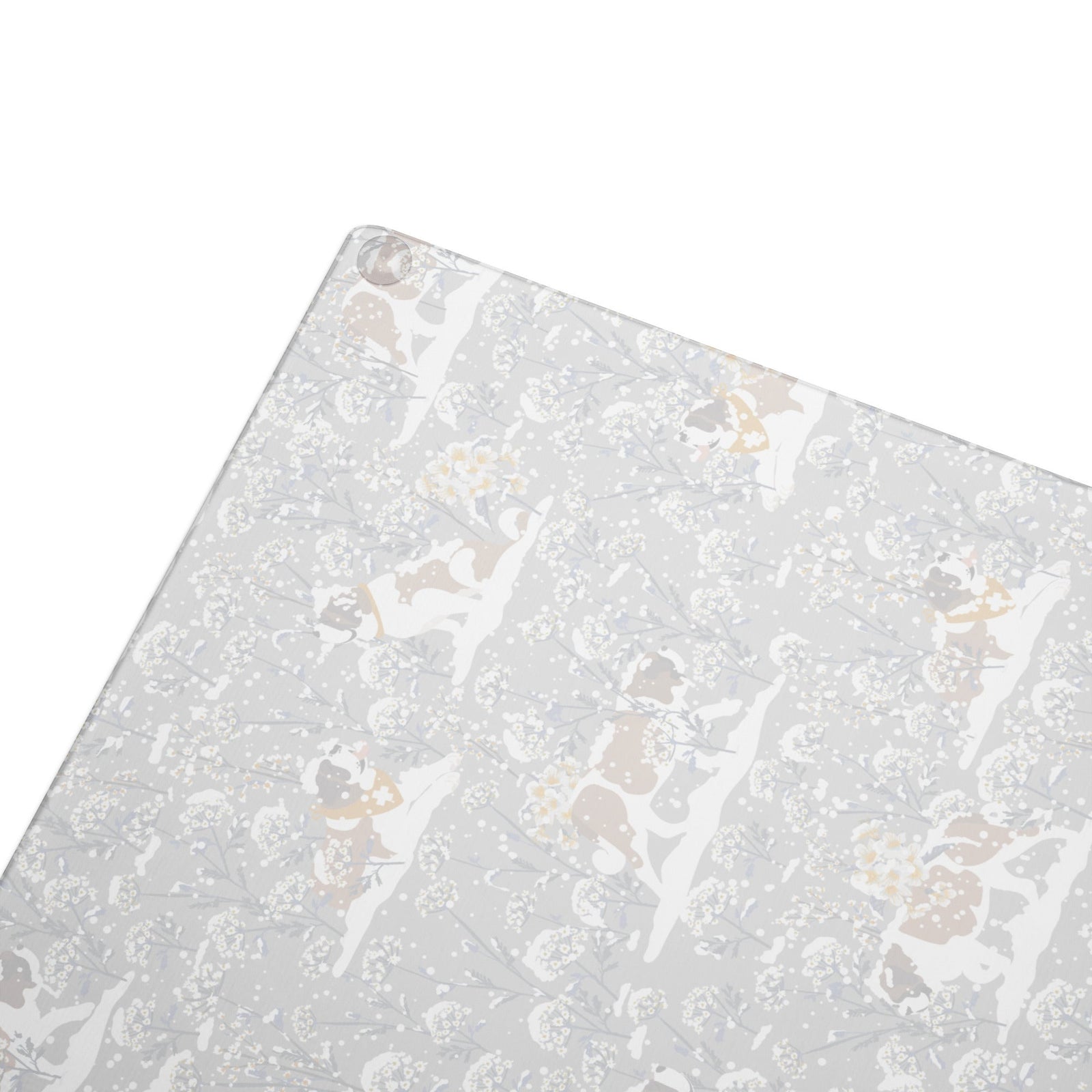 Snowflowers St Bernard Glass Cutting Board - Lucy + Norman