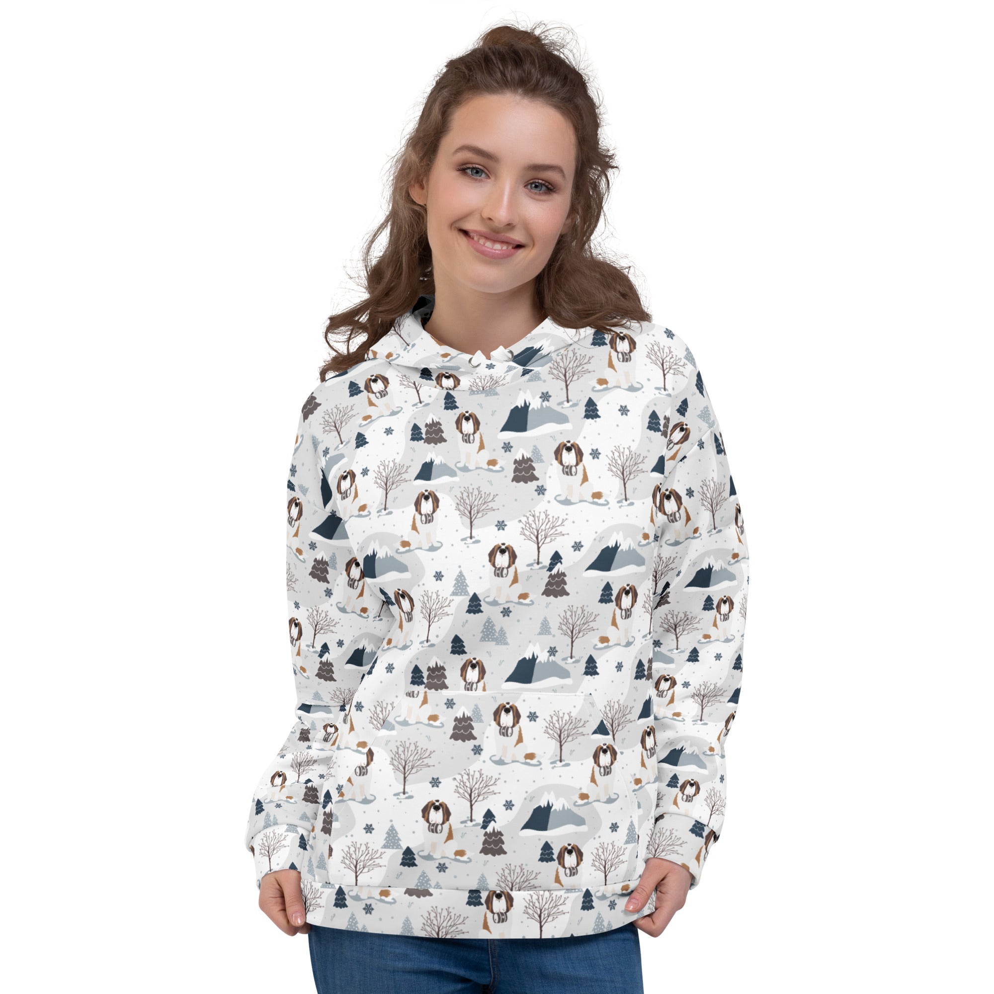 St Bernard Alpine Mountain Pattern Hoodie - Lucy + Norman