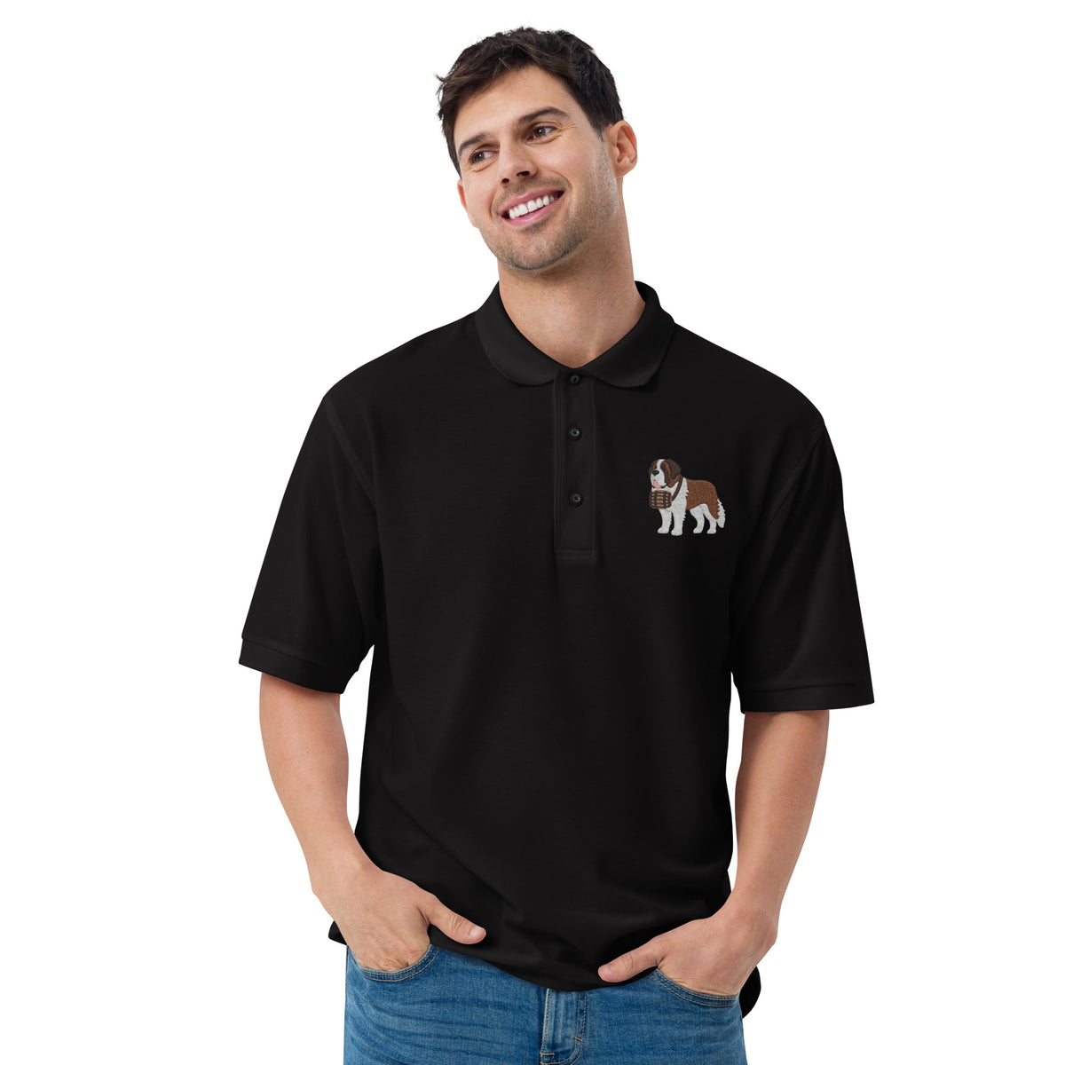 St Bernard Embroidered Men's Premium Polo - Lucy + Norman