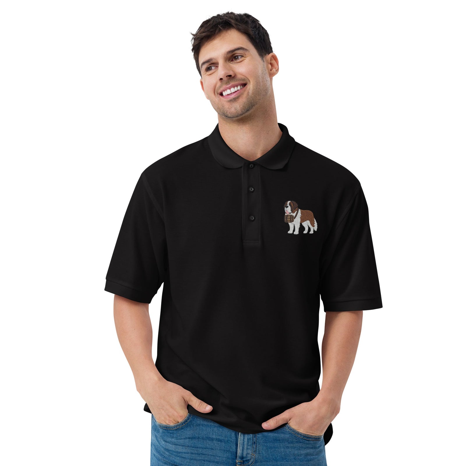 St Bernard Embroidered Men's Premium Polo - Lucy + Norman