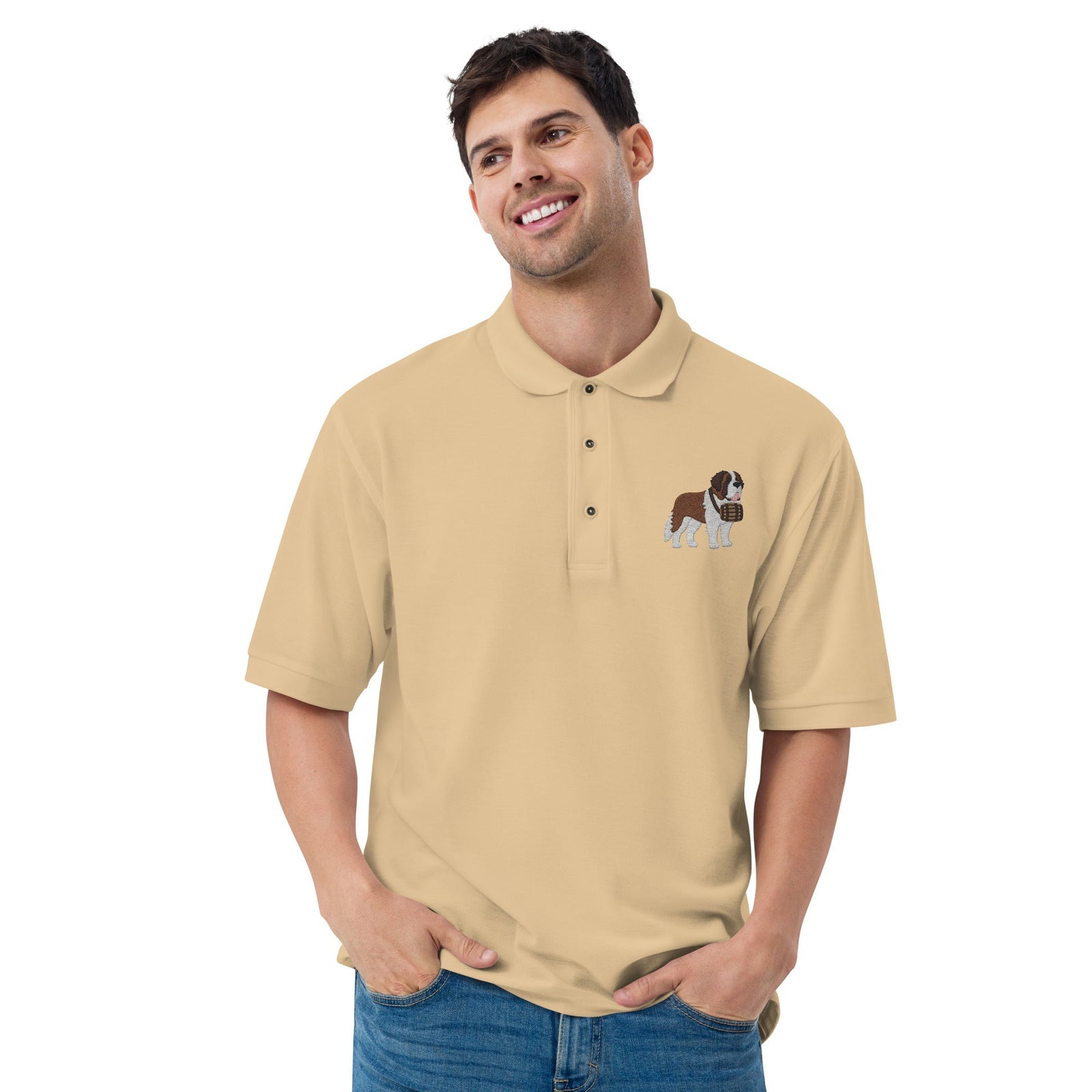 St Bernard Embroidered Men's Premium Polo - Lucy + Norman