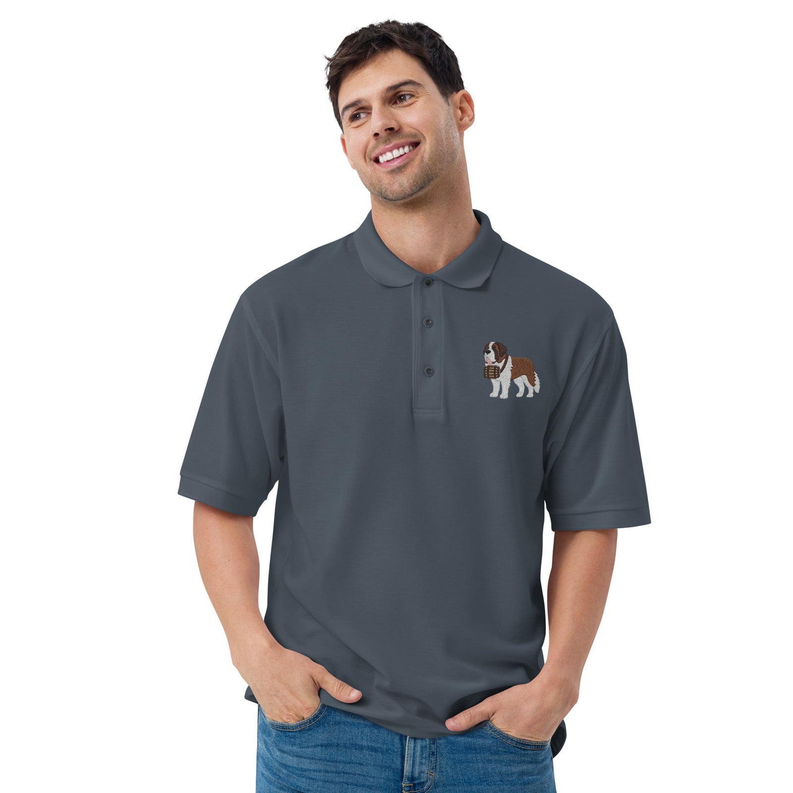 St Bernard Embroidered Men's Premium Polo - Lucy + Norman