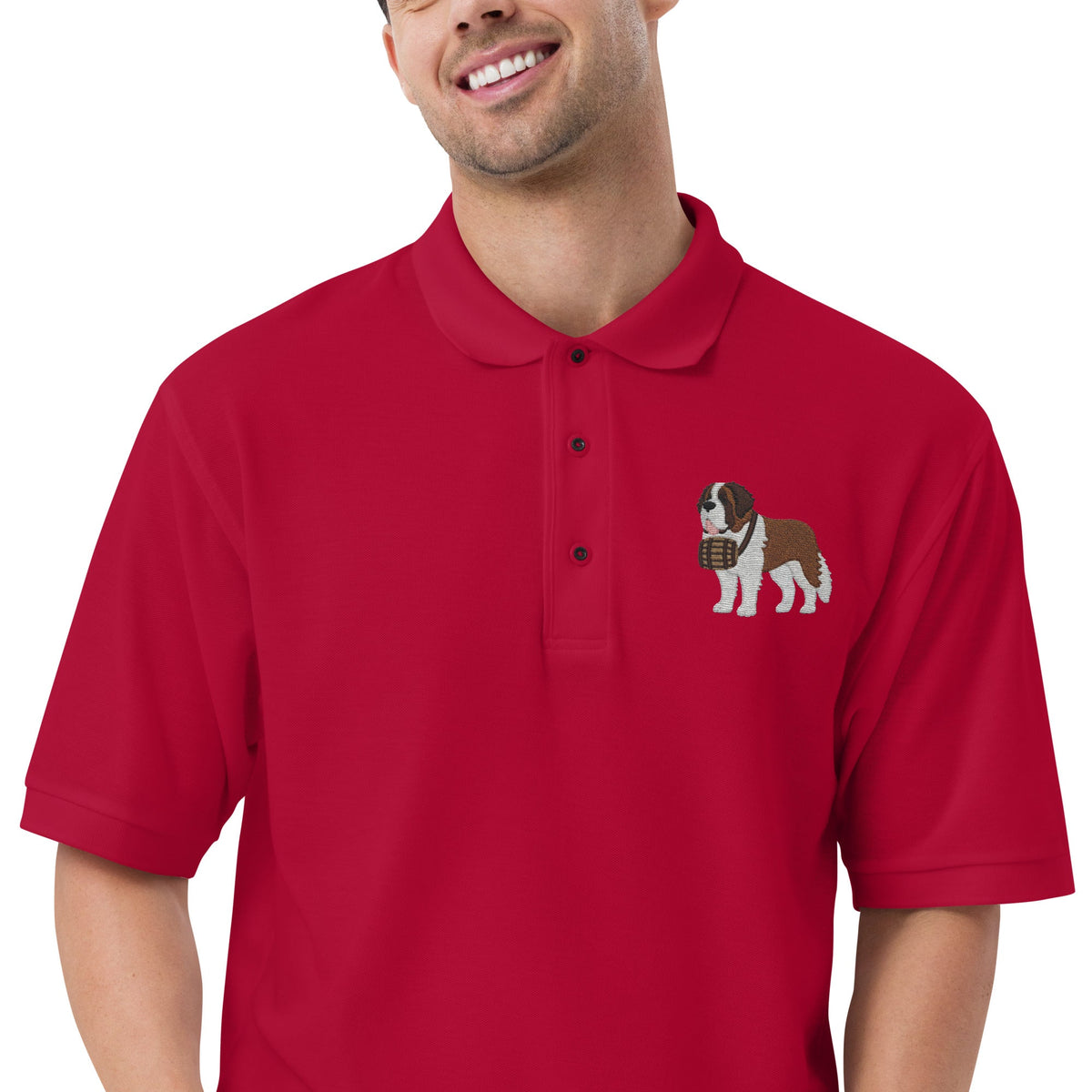 St Bernard Embroidered Men's Premium Polo - Lucy + Norman