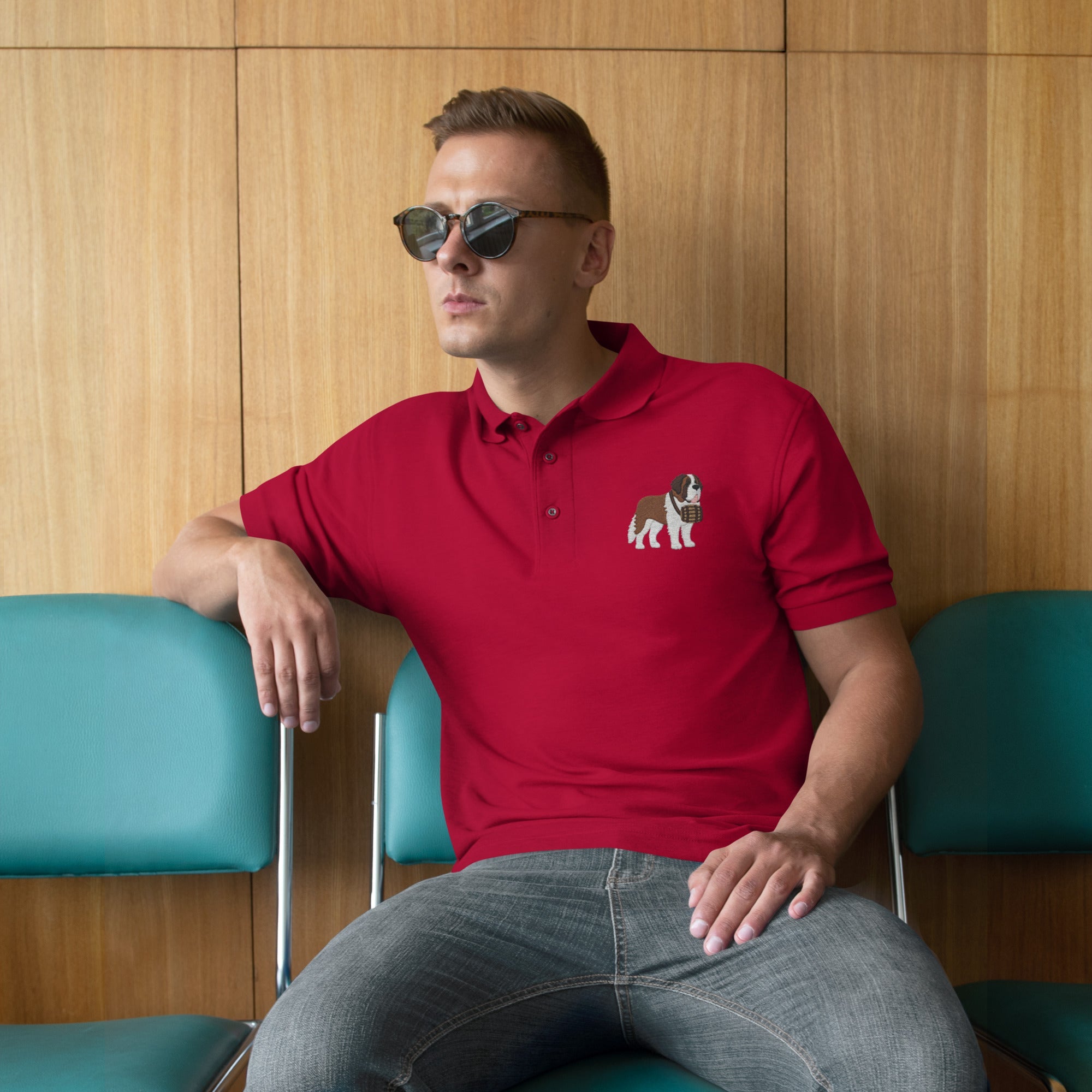 St Bernard Embroidered Men's Premium Polo - Lucy + Norman