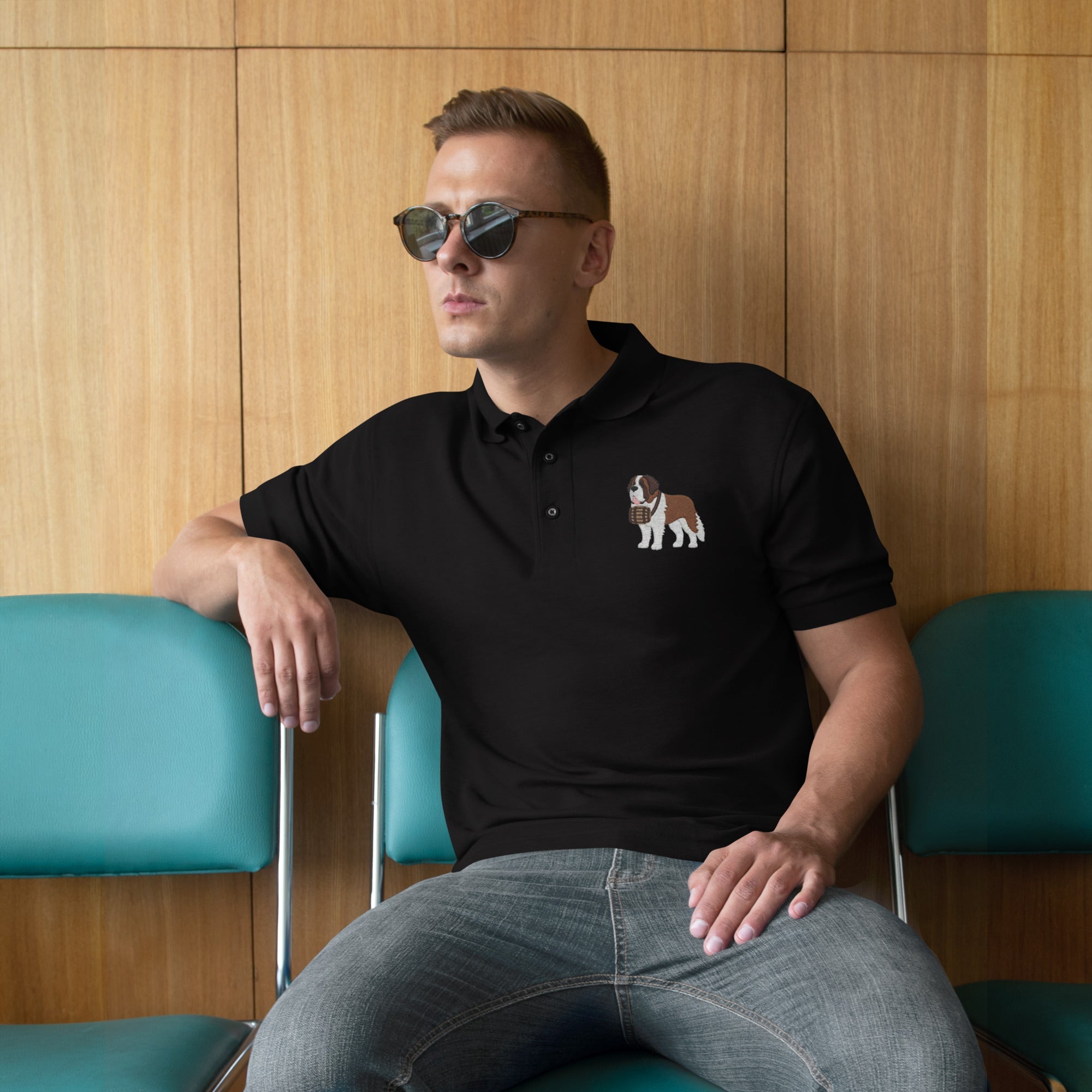 St Bernard Embroidered Men's Premium Polo - Lucy + Norman
