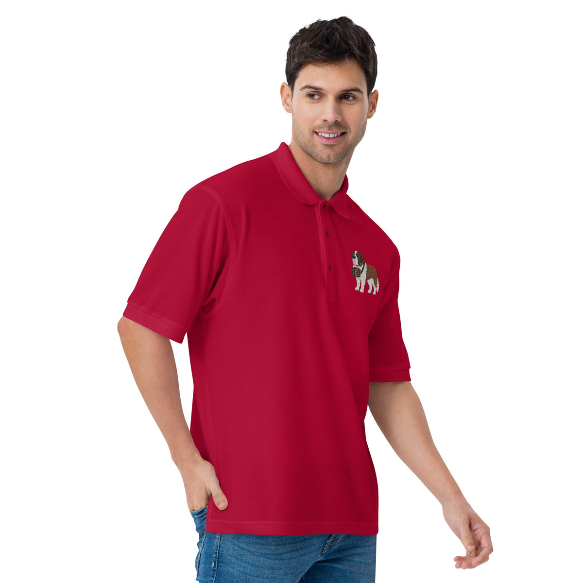 St Bernard Embroidered Men's Premium Polo - Lucy + Norman