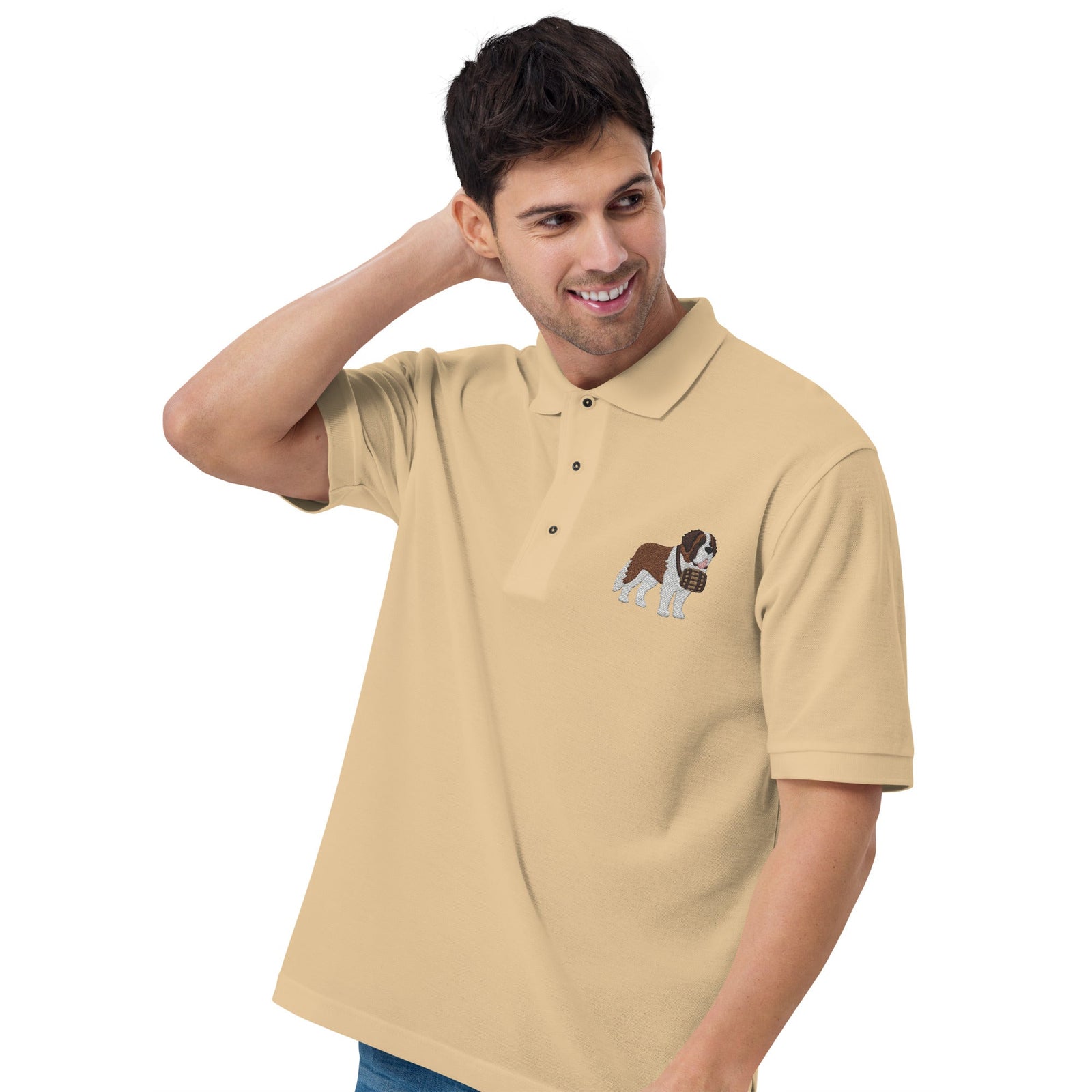 St Bernard Embroidered Men's Premium Polo - Lucy + Norman