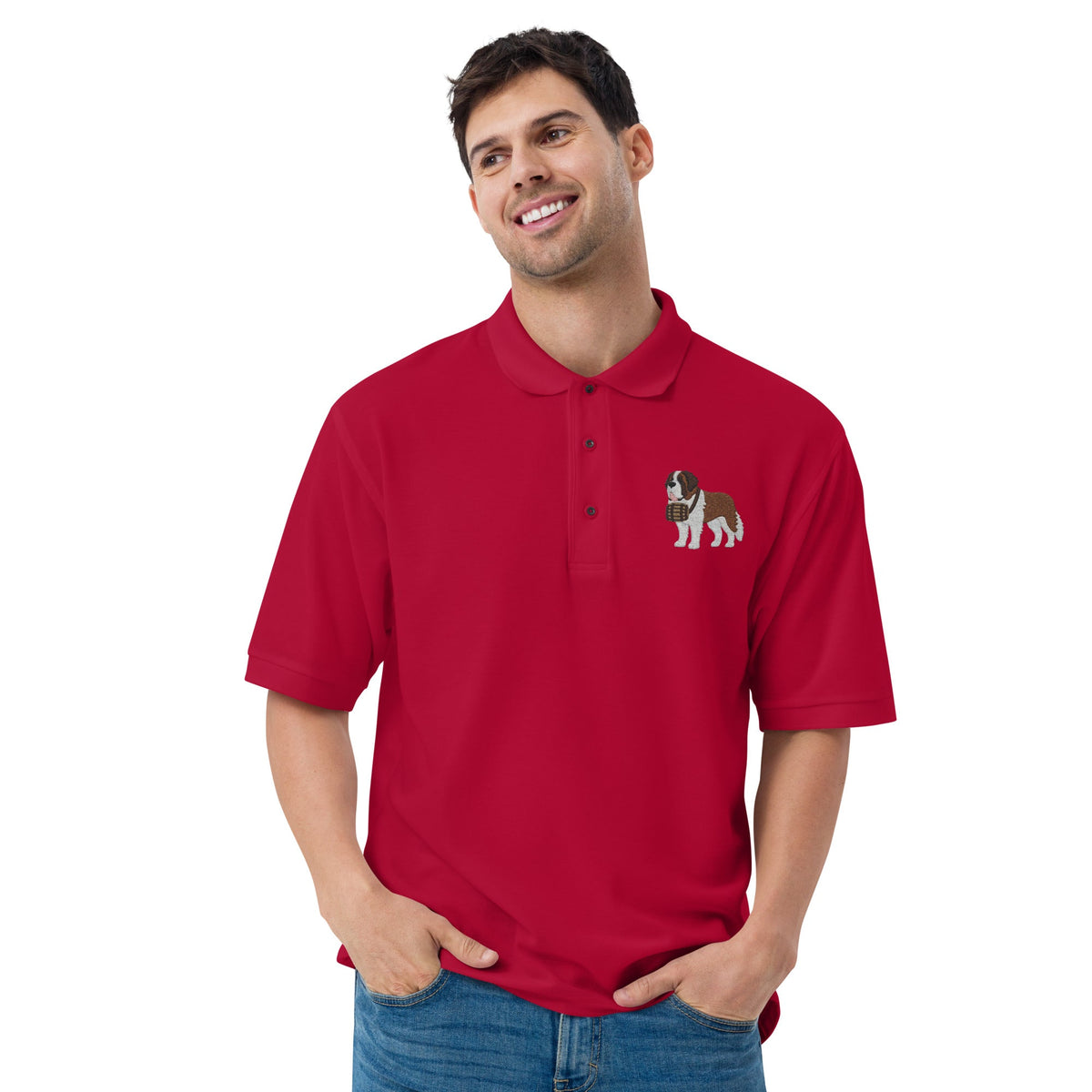 St Bernard Embroidered Men's Premium Polo - Lucy + Norman