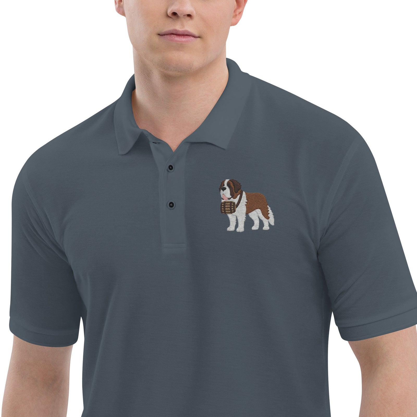 St Bernard Embroidered Men's Premium Polo - Lucy + Norman