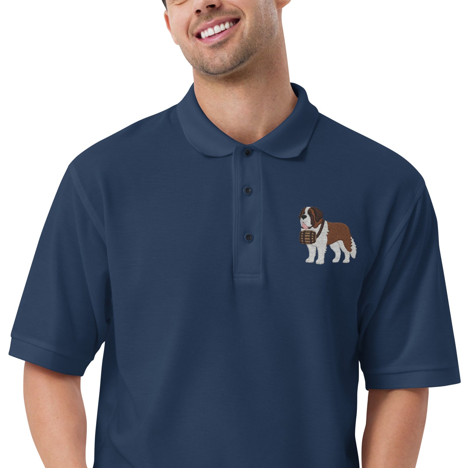 St Bernard Embroidered Men's Premium Polo - Lucy + Norman
