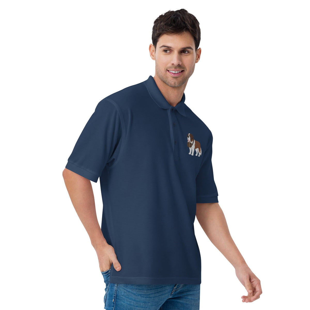 St Bernard Embroidered Men's Premium Polo - Lucy + Norman