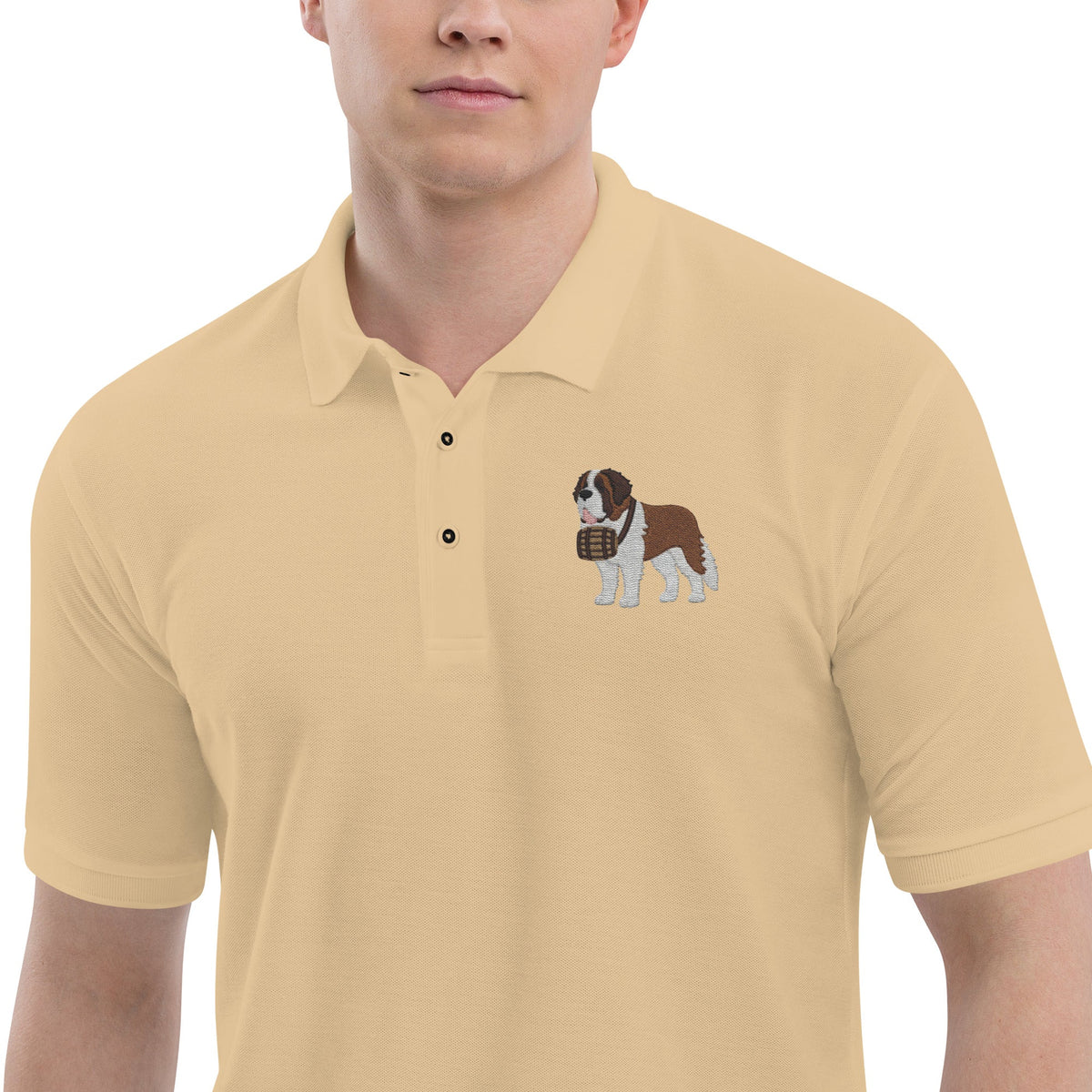 St Bernard Embroidered Men's Premium Polo - Lucy + Norman