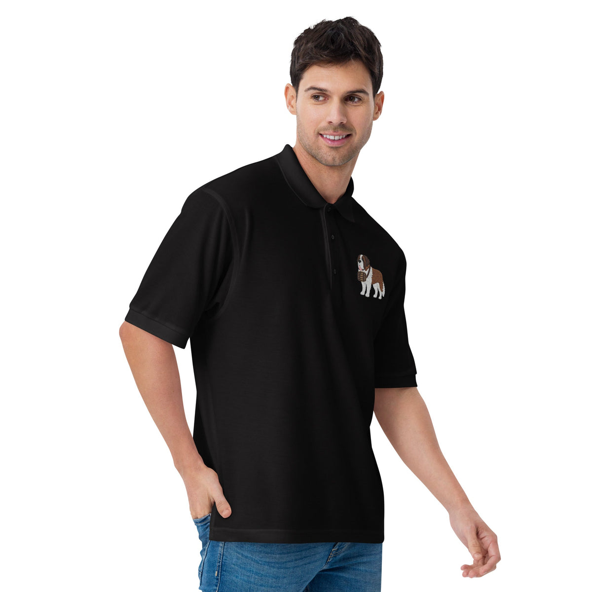 St Bernard Embroidered Men's Premium Polo - Lucy + Norman
