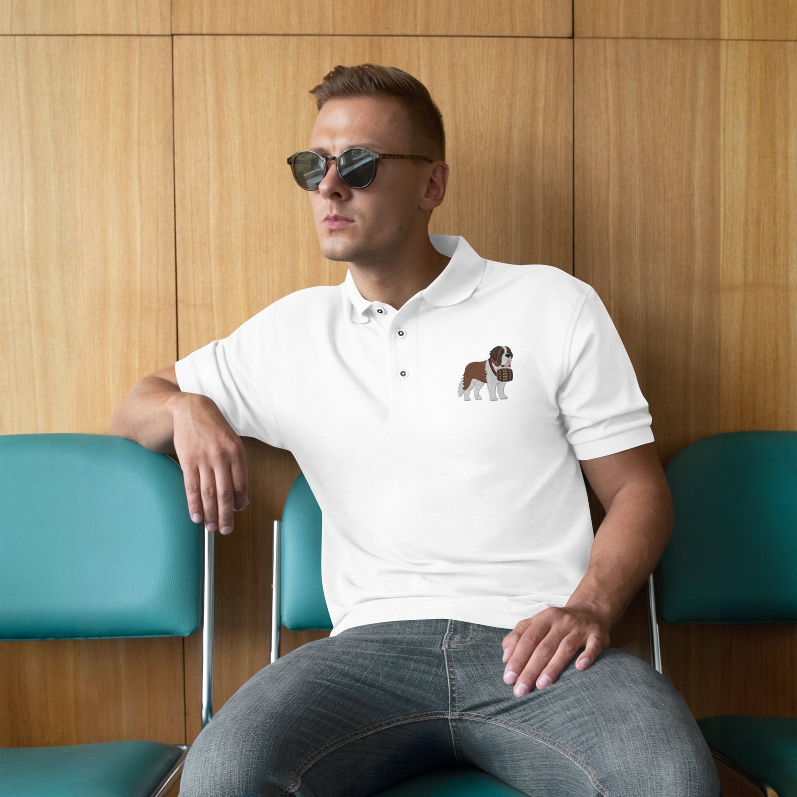 St Bernard Embroidered Men's Premium Polo - Lucy + Norman