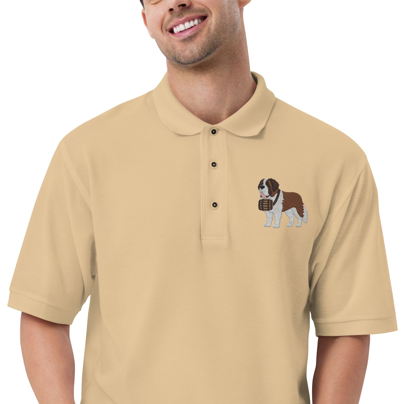 St Bernard Embroidered Men's Premium Polo - Lucy + Norman