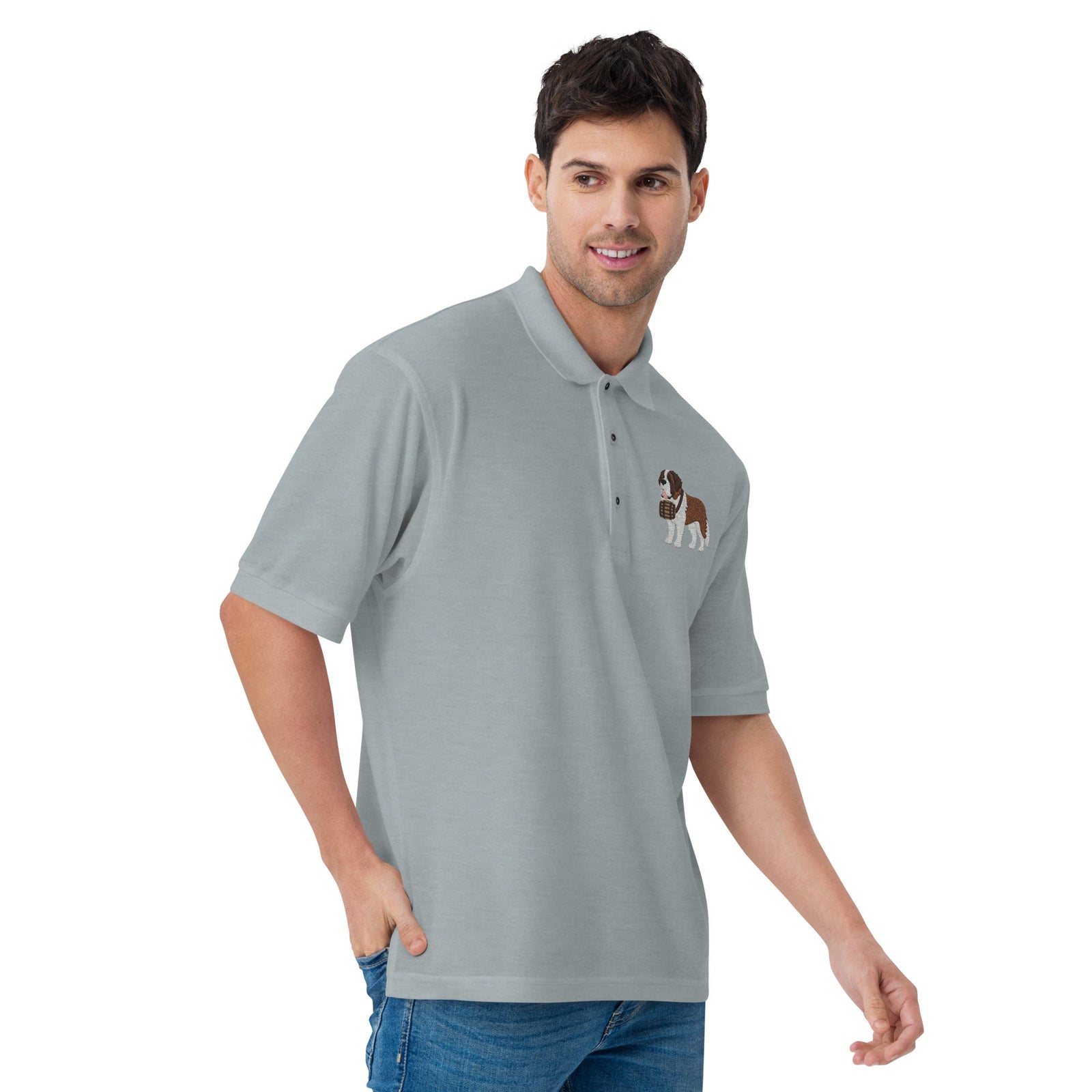 St Bernard Embroidered Men's Premium Polo - Lucy + Norman