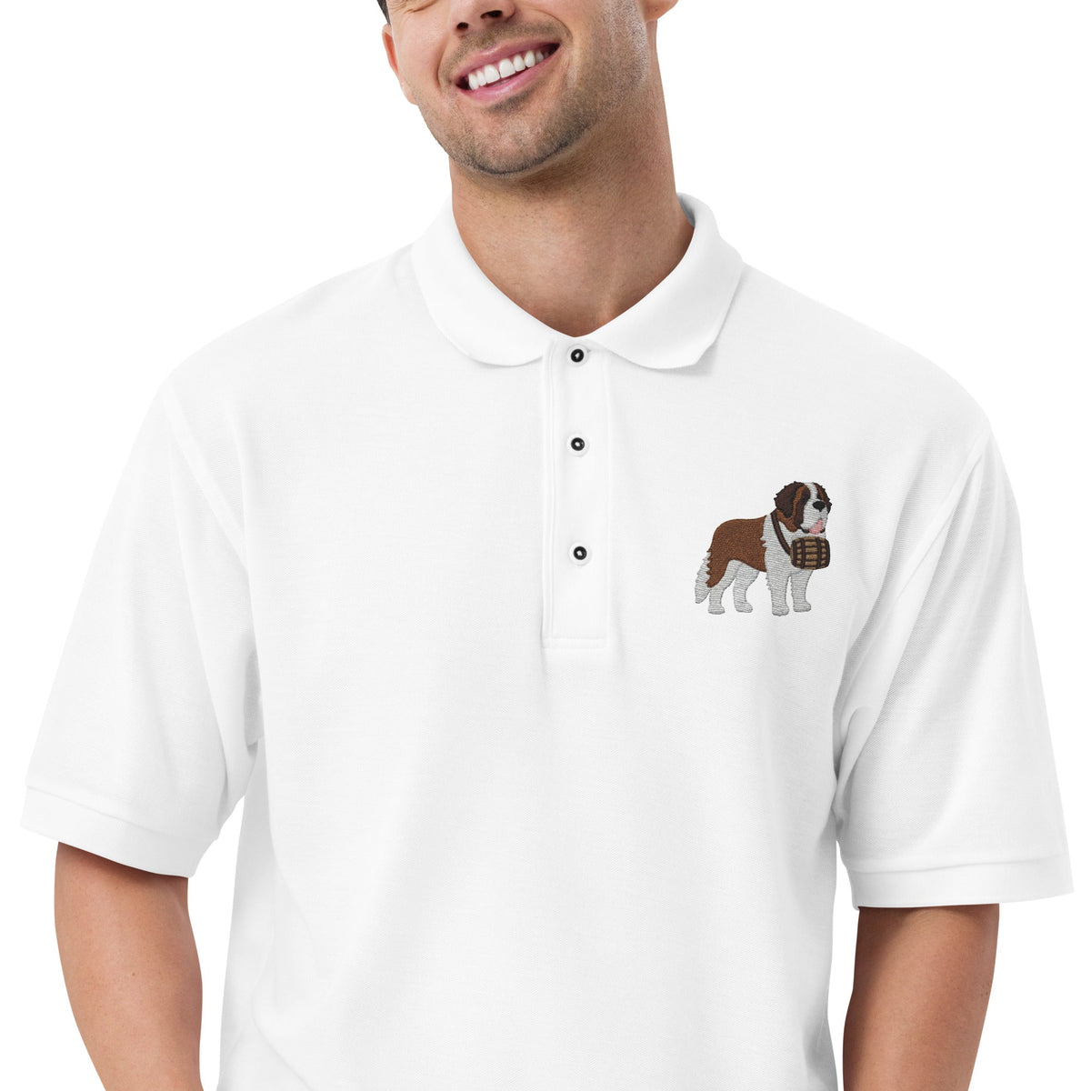 St Bernard Embroidered Men's Premium Polo - Lucy + Norman
