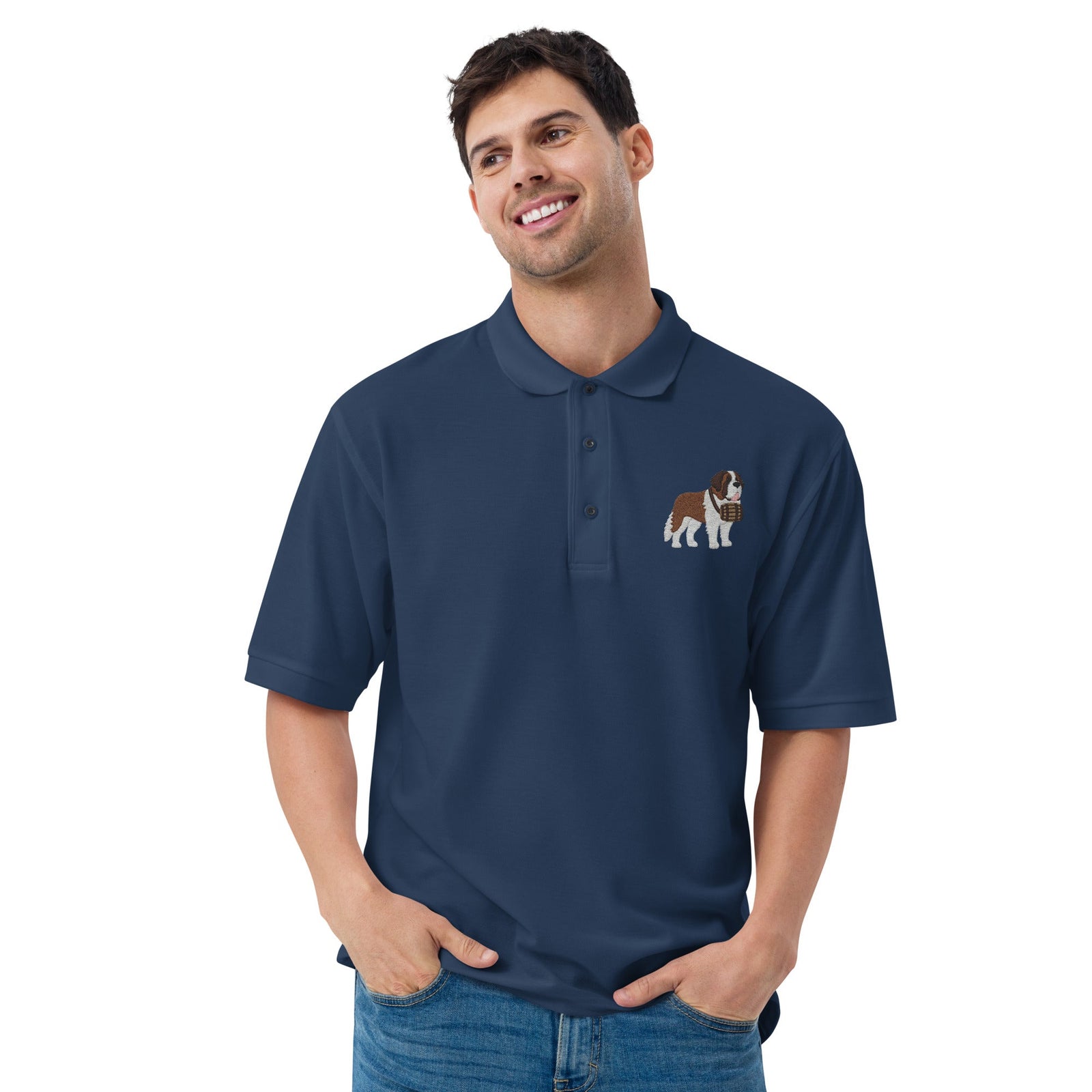 St Bernard Embroidered Men's Premium Polo - Lucy + Norman