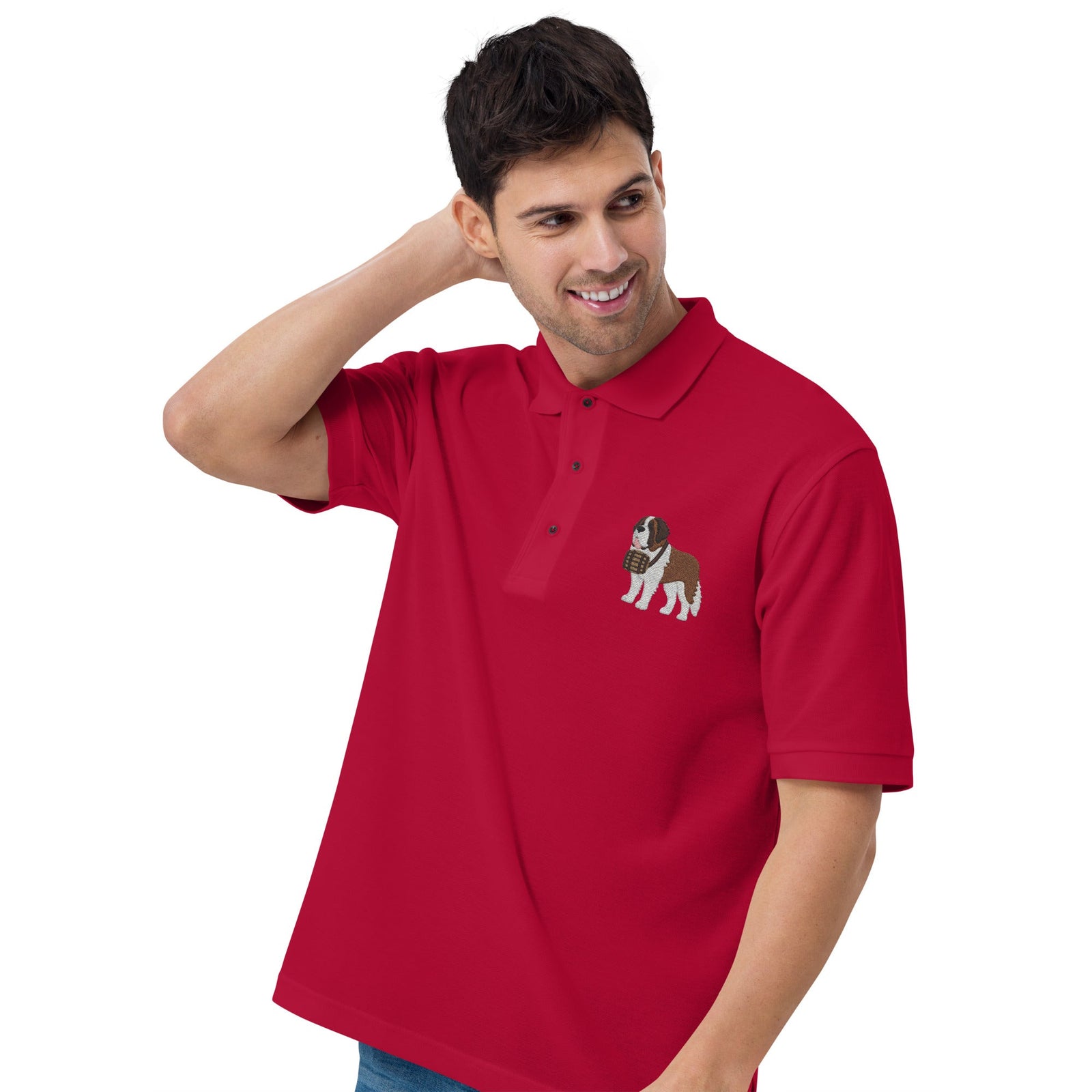 St Bernard Embroidered Men's Premium Polo - Lucy + Norman