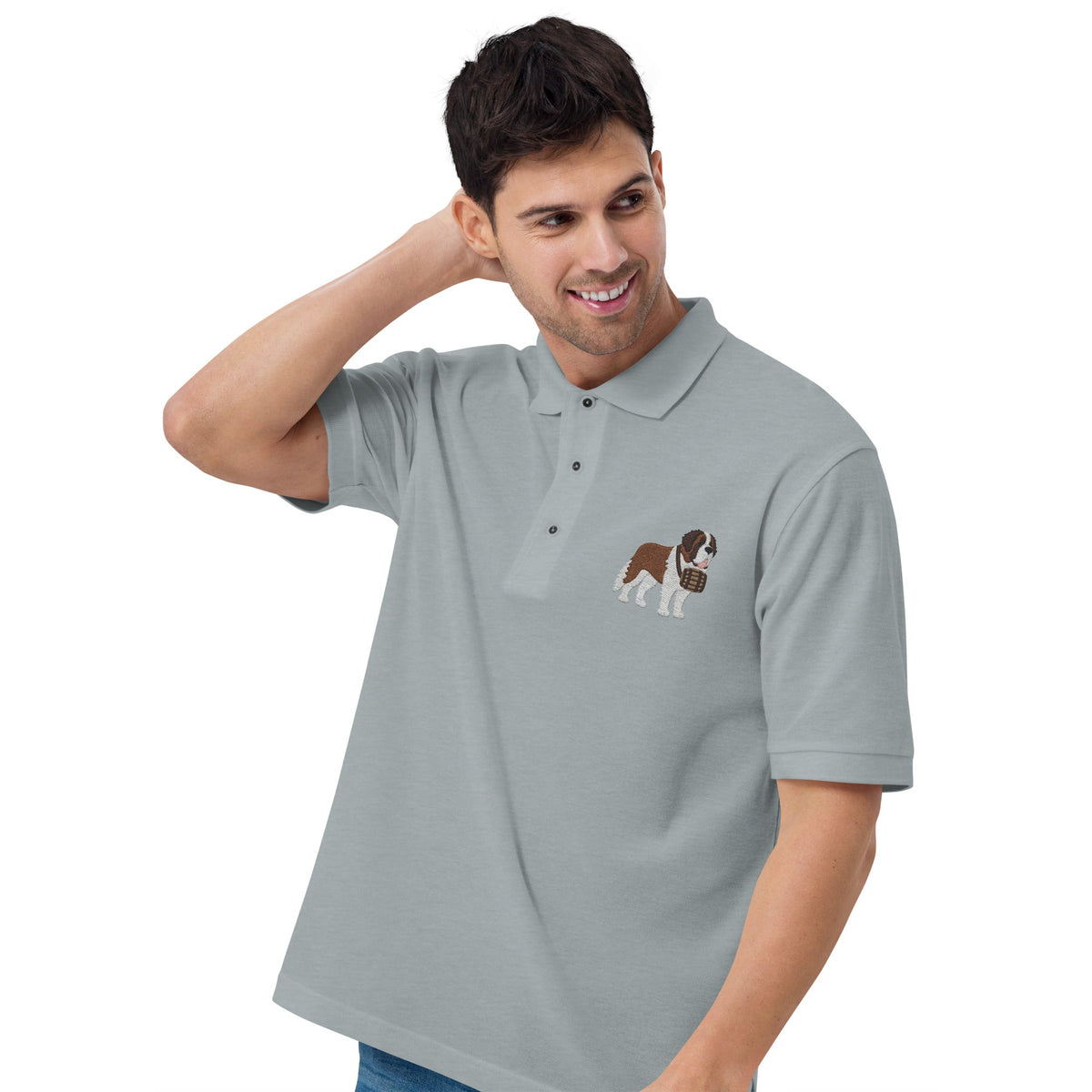 St Bernard Embroidered Men's Premium Polo - Lucy + Norman