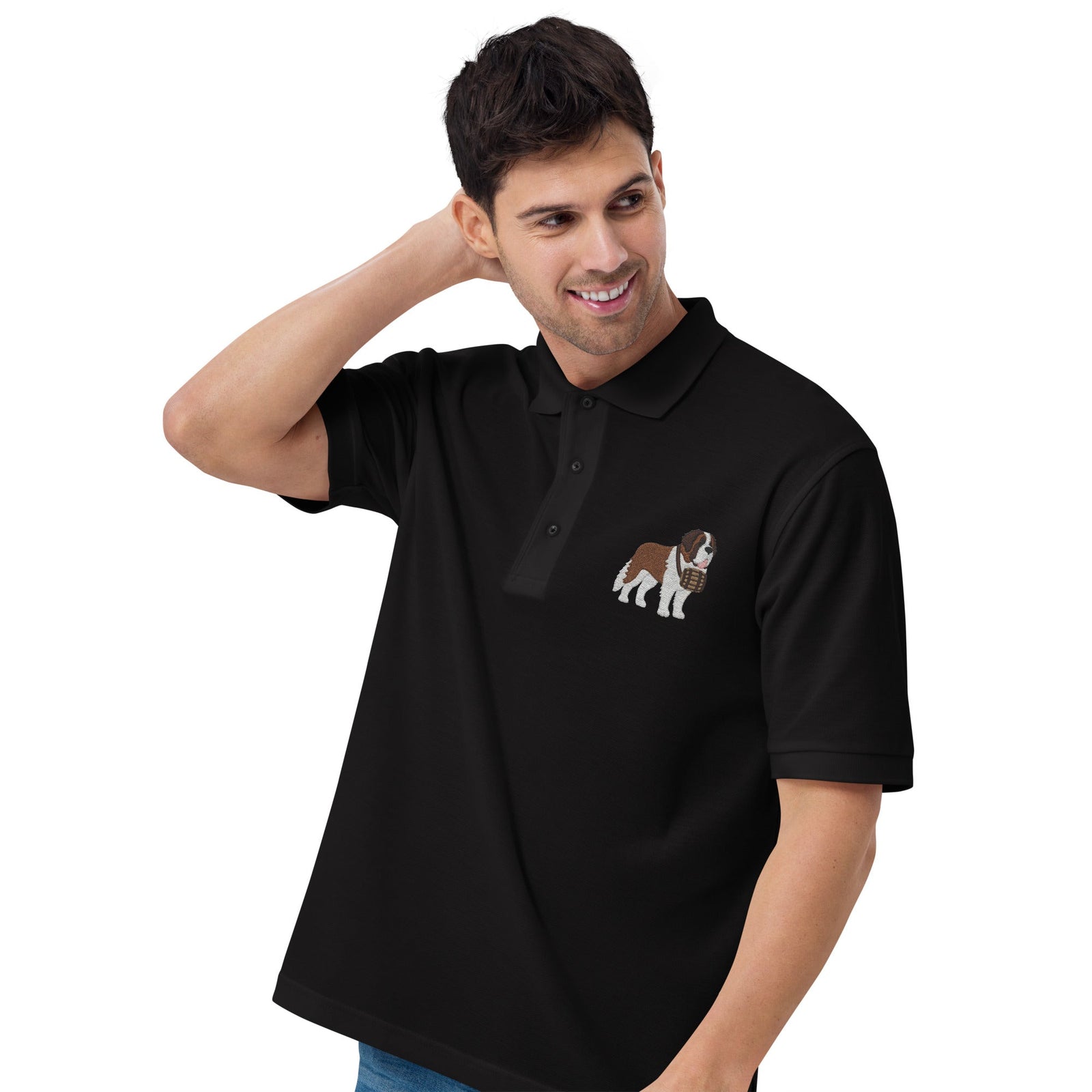 St Bernard Embroidered Men's Premium Polo - Lucy + Norman