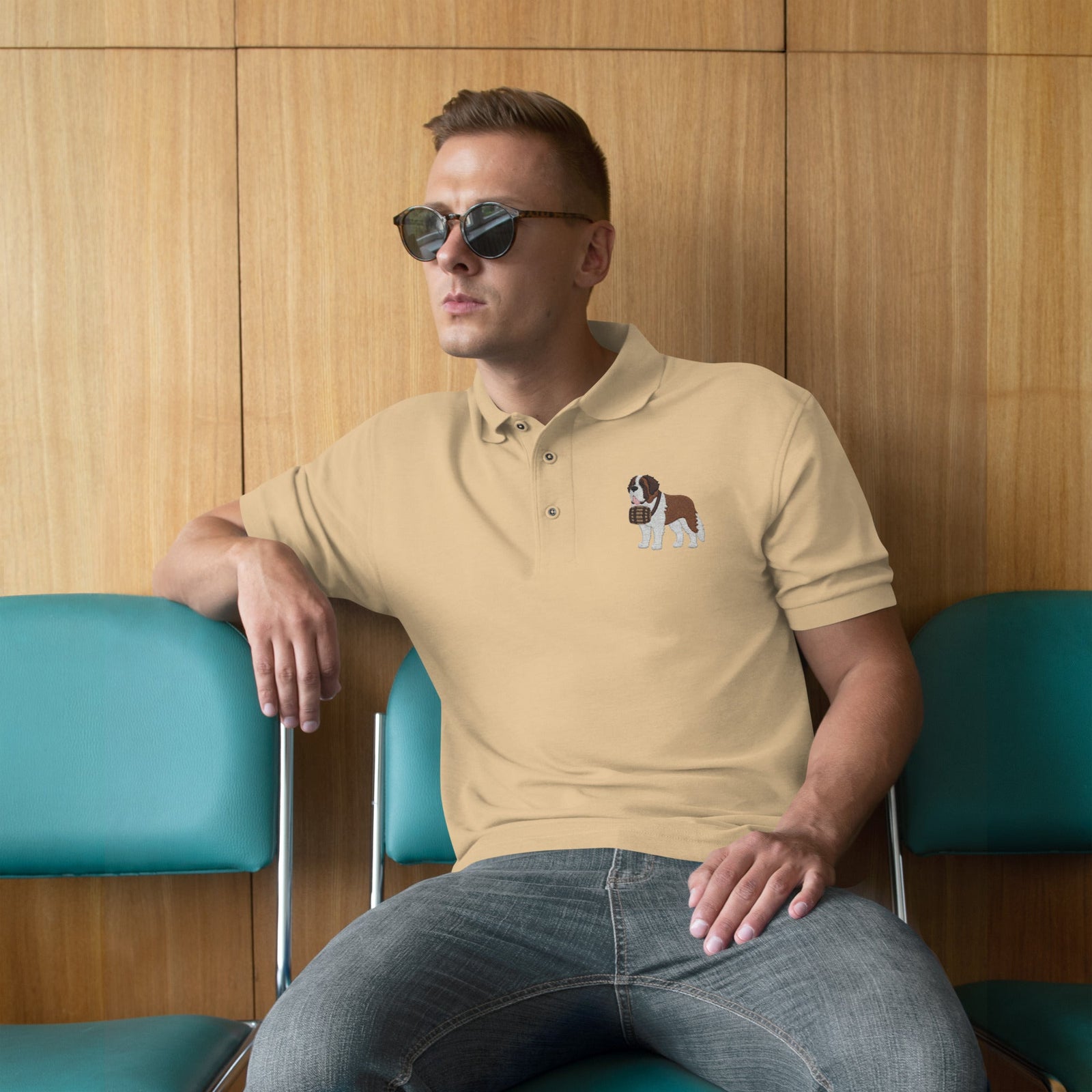 St Bernard Embroidered Men's Premium Polo - Lucy + Norman