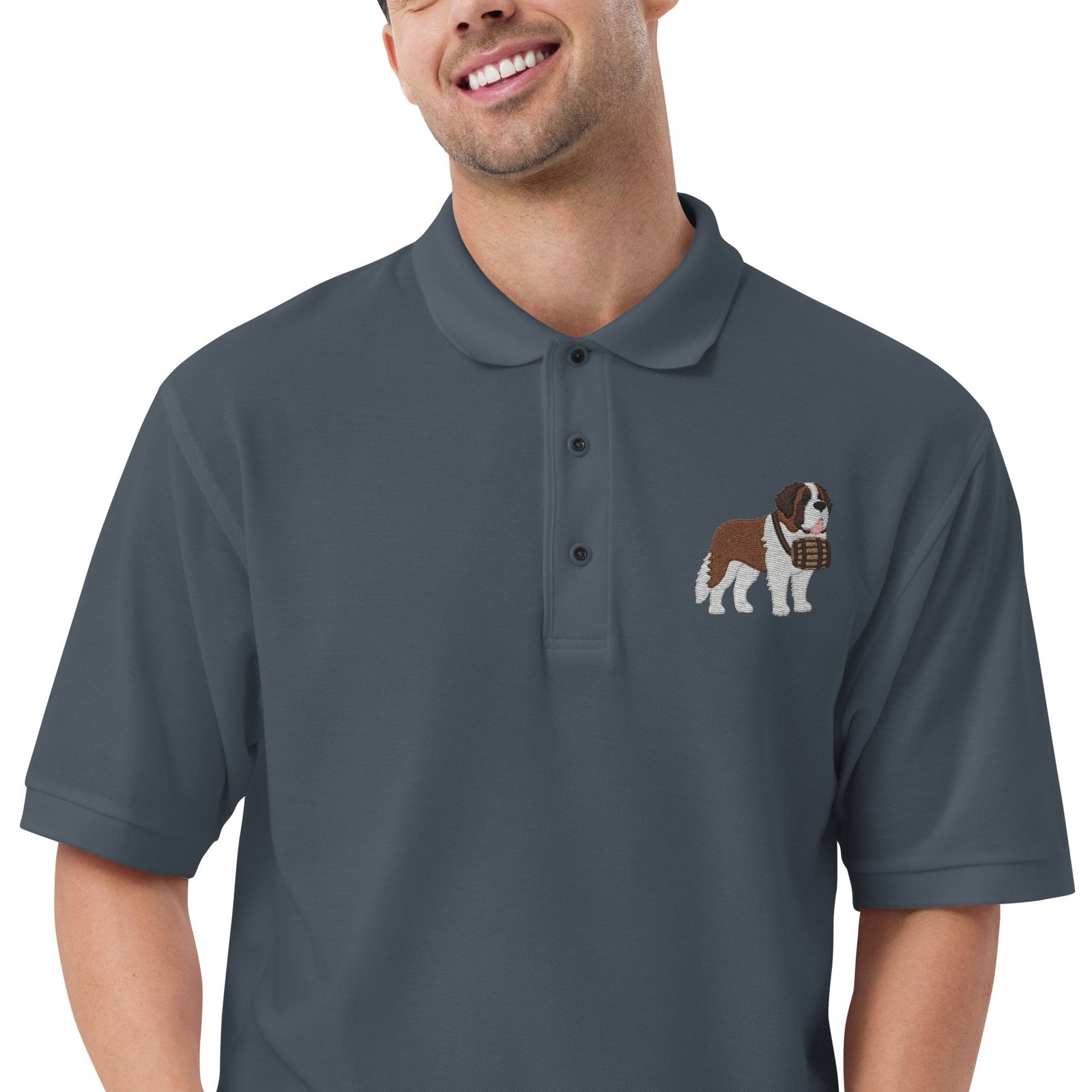 St Bernard Embroidered Men's Premium Polo - Lucy + Norman