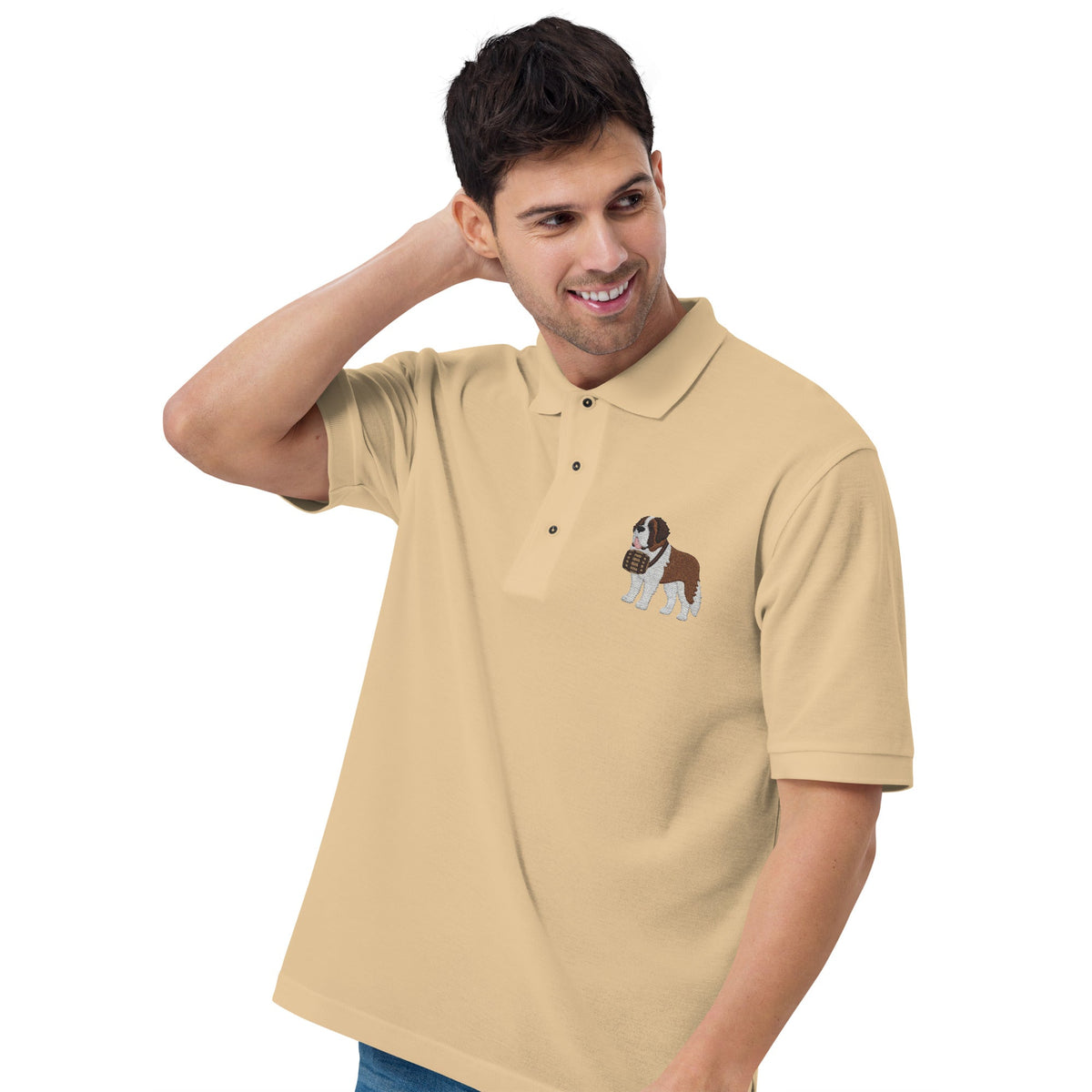 St Bernard Embroidered Men's Premium Polo - Lucy + Norman