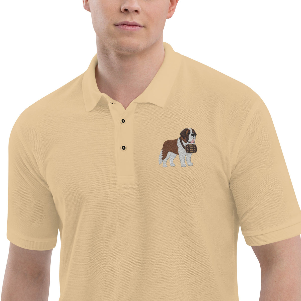 St Bernard Embroidered Men's Premium Polo - Lucy + Norman