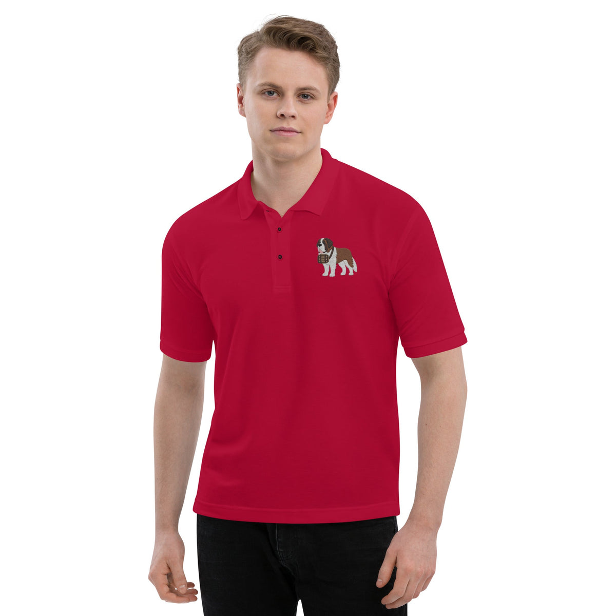 St Bernard Embroidered Men's Premium Polo - Lucy + Norman