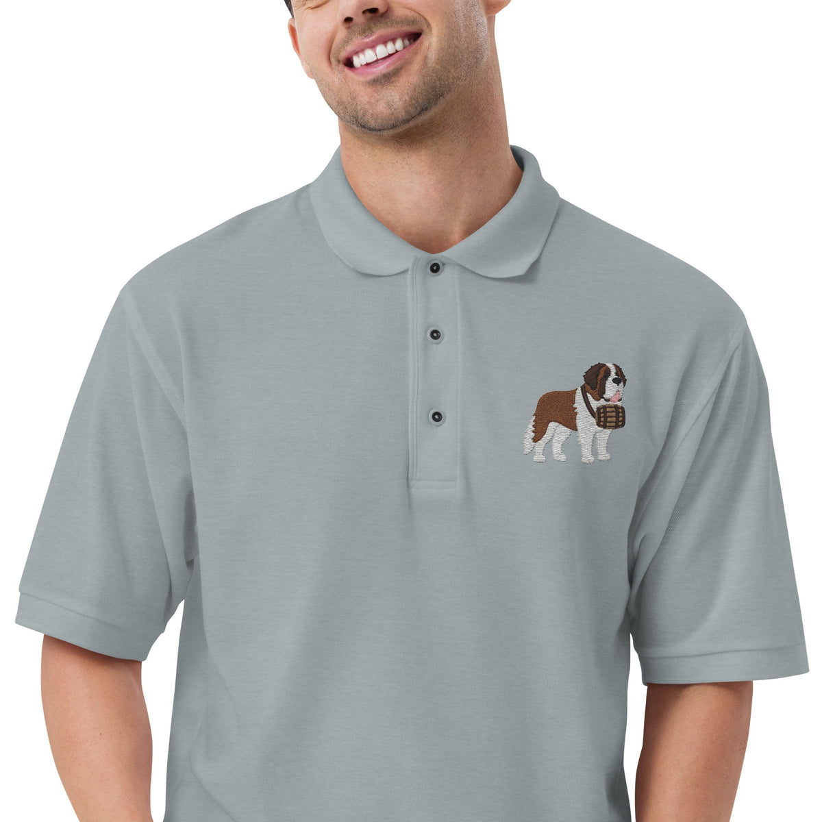 St Bernard Embroidered Men's Premium Polo - Lucy + Norman